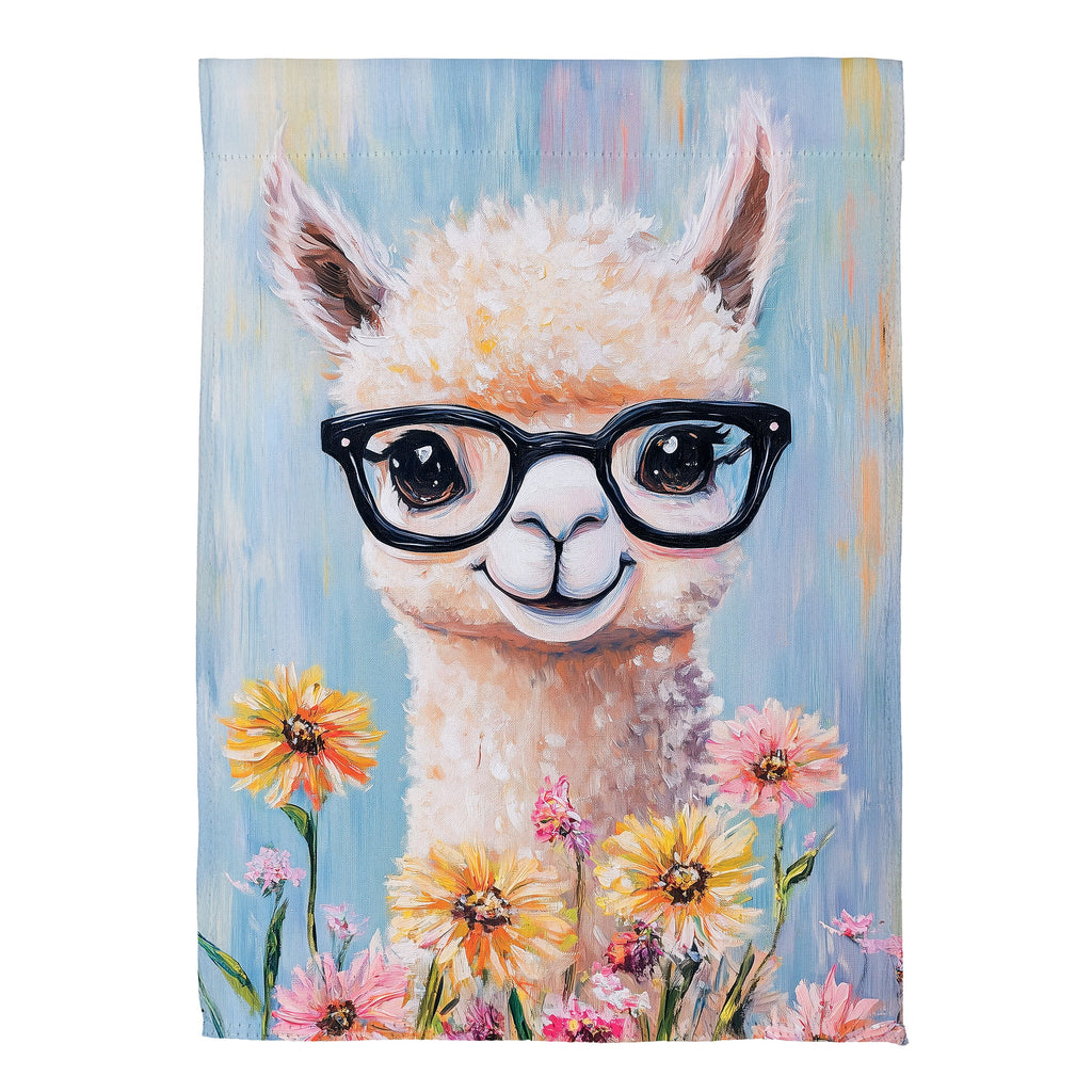 Floral Llama Suede Garden Flag