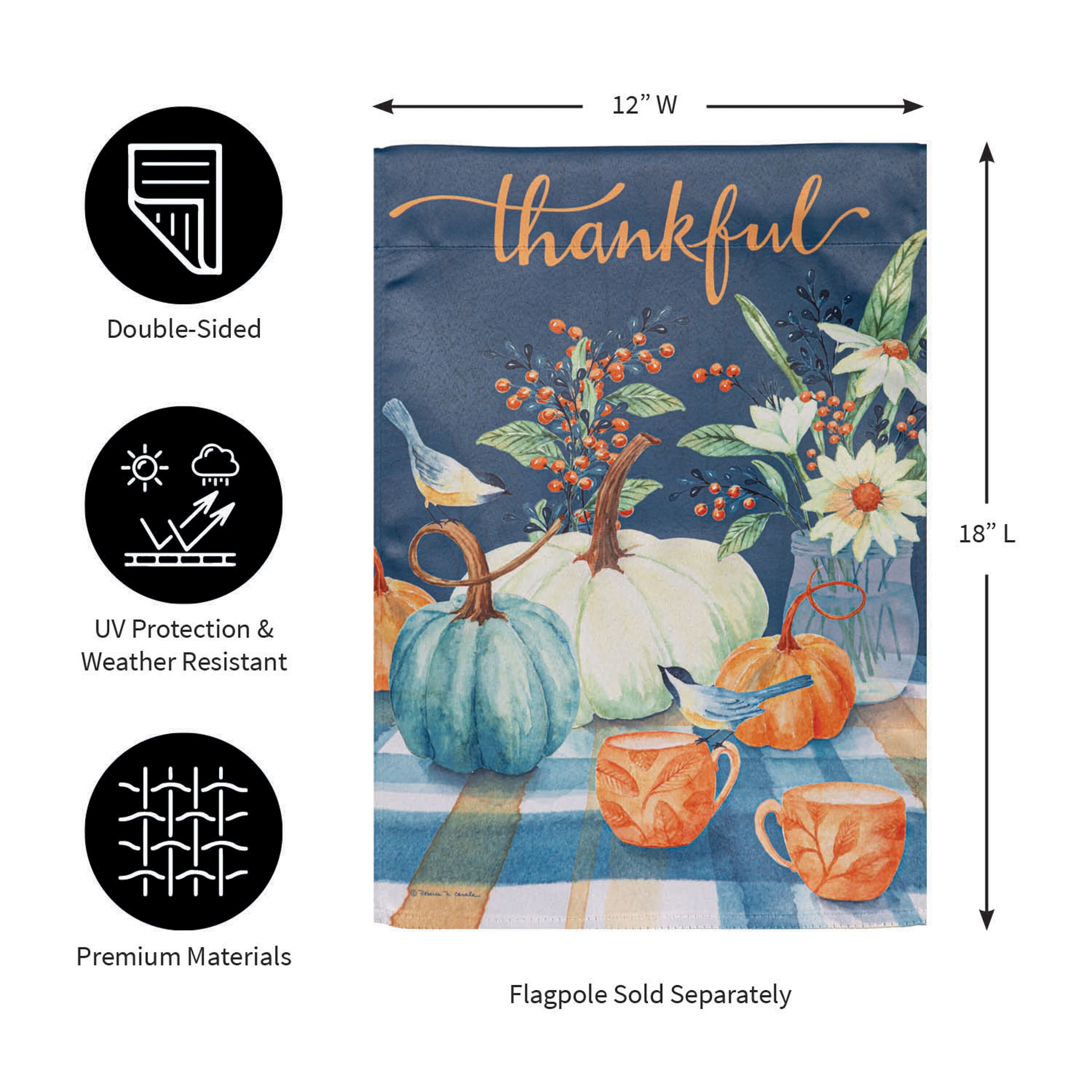 Thankful Harvest Suede Garden Flag