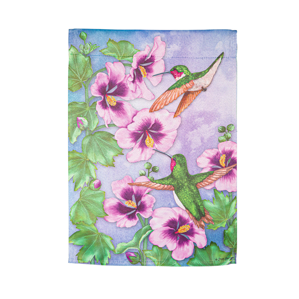 Hummingbird & Hibiscus Suede Garden Flag