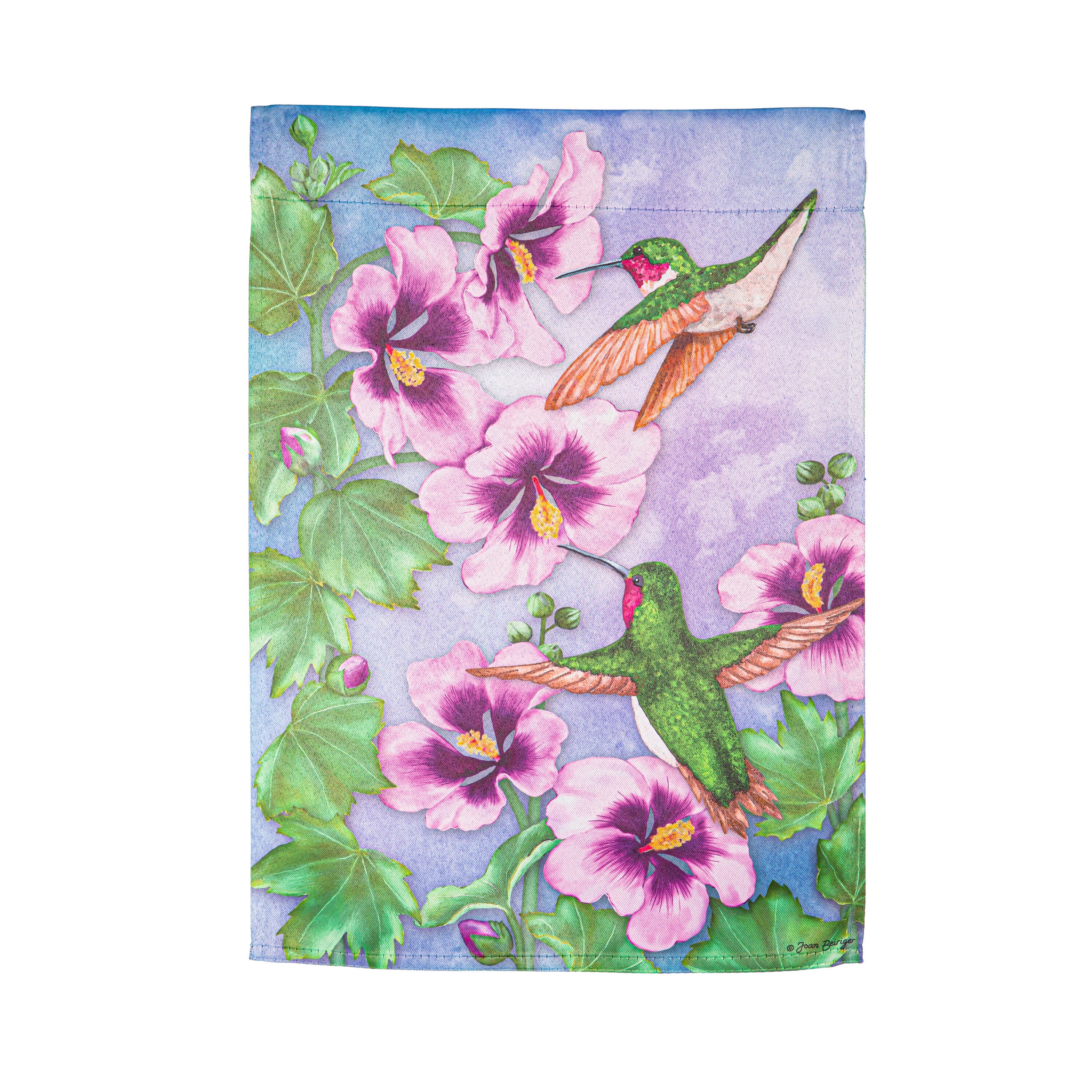 Hummingbird & Hibiscus Suede Garden Flag
