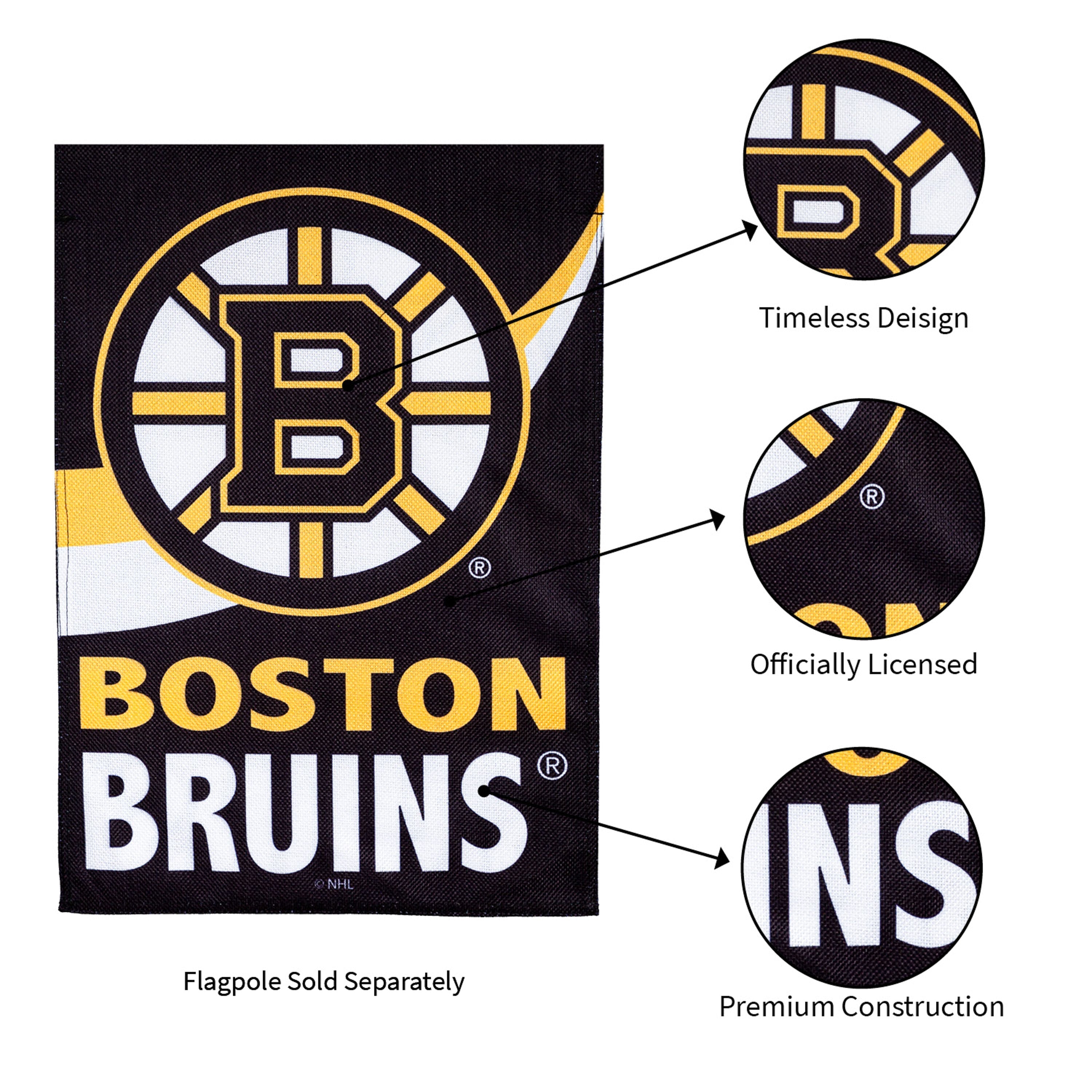 NHL Hockey Burlap Garden Flag, Boston Bruins