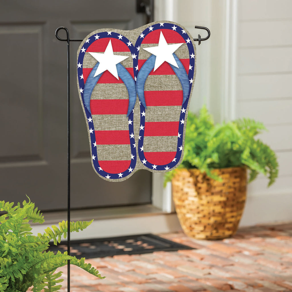 Garden Burlap Patriotic Flip Flops Flag