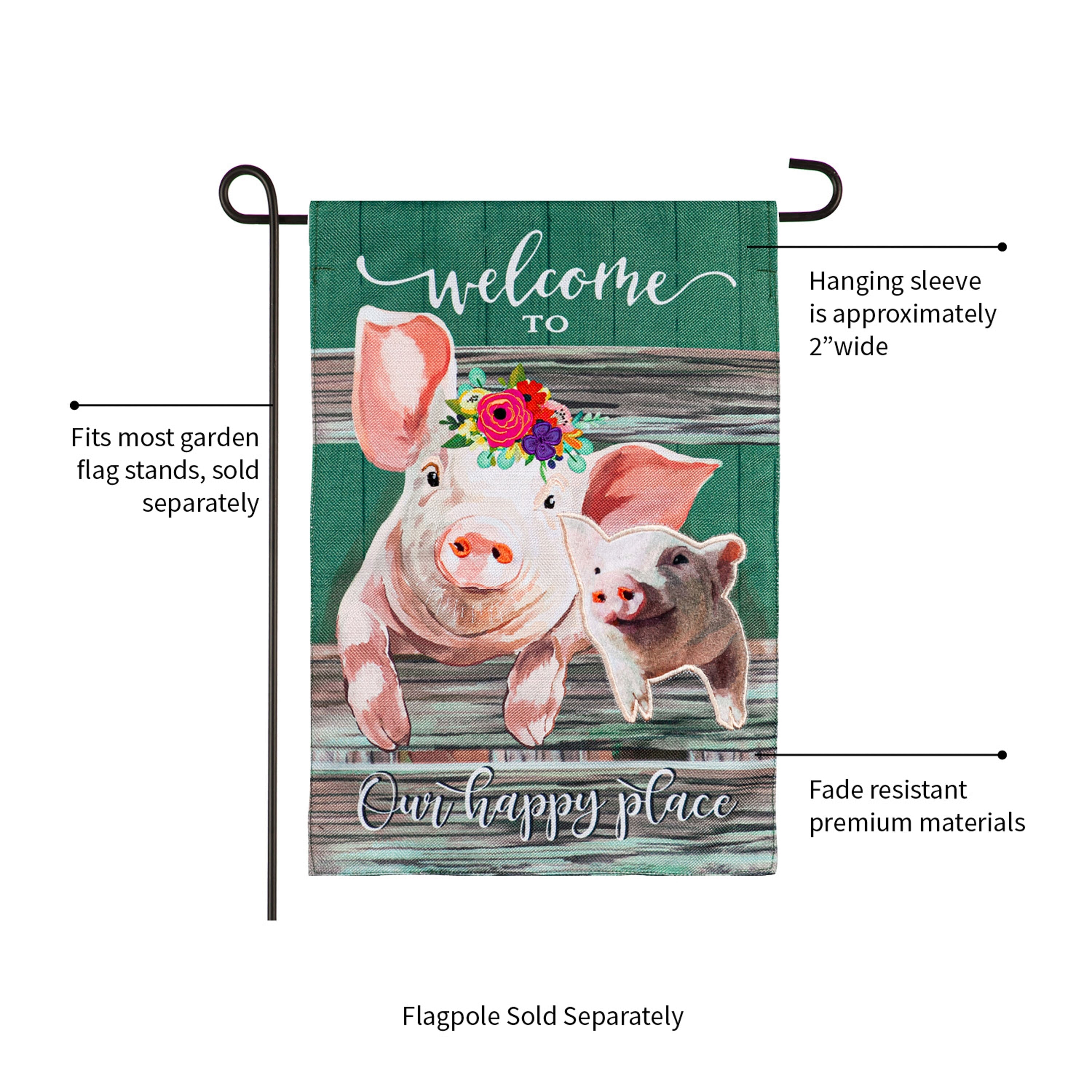 Baby and Mama Pig Garden Burlap Flag