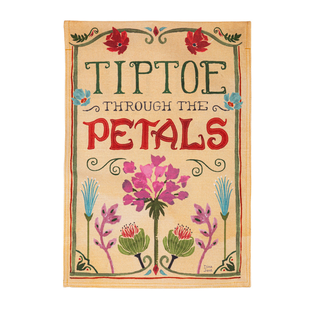 Tiptoe through the Petals Burlap Garden Flag