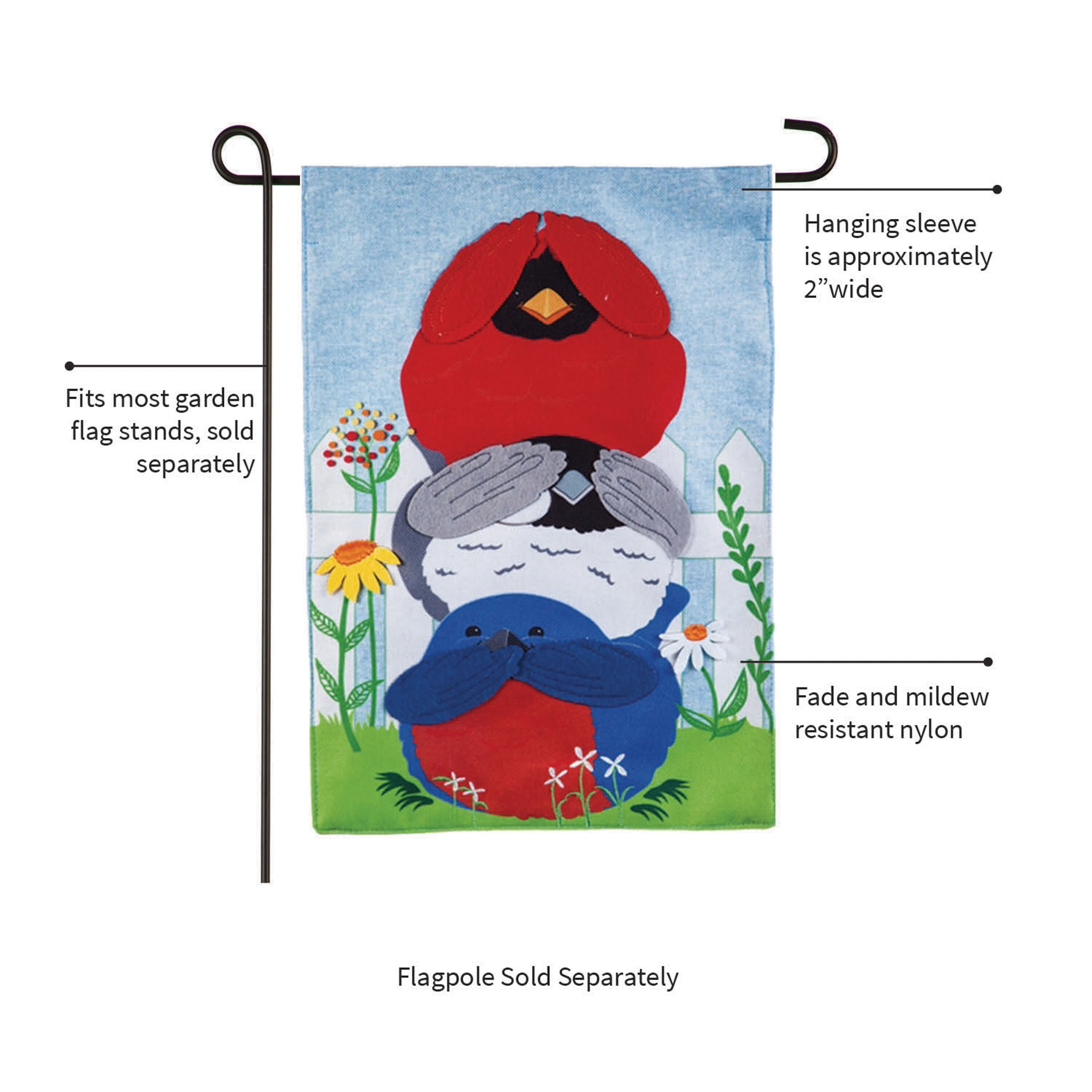 Portly Birds Garden Burlap Flag