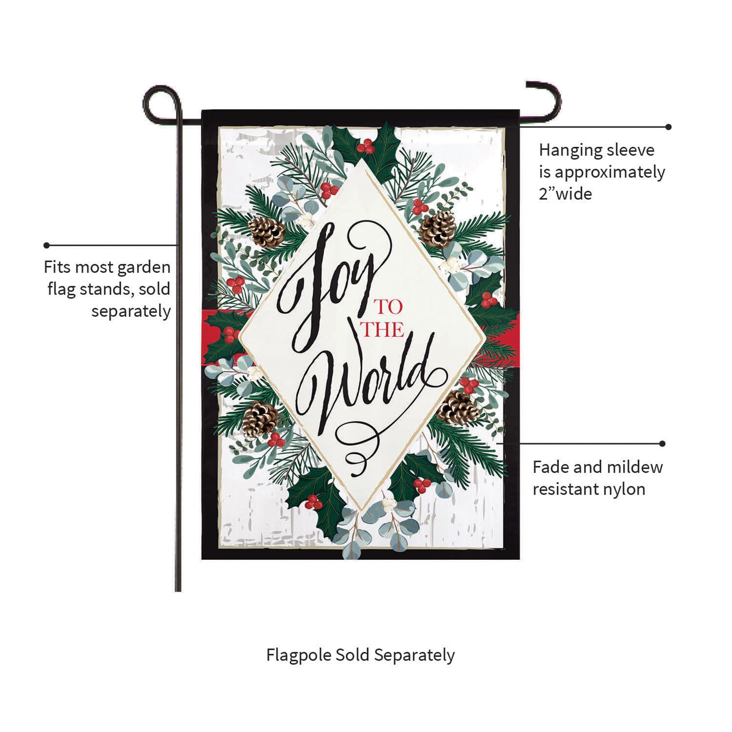Joy to the World Applique Garden Flag