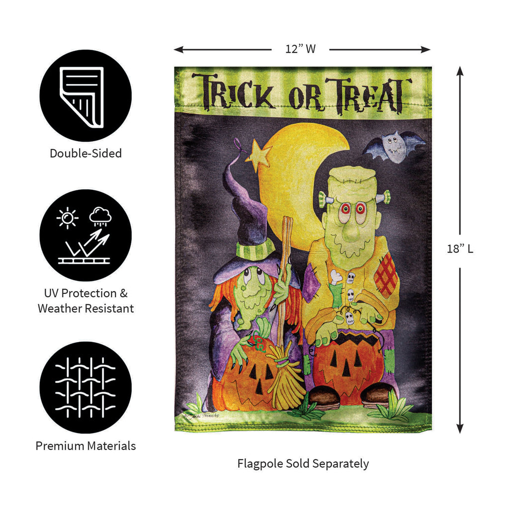 Scary Trick or Treat Lustre Garden Flag