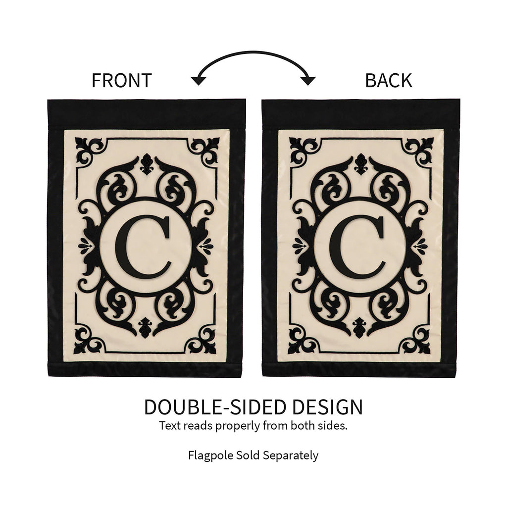 Cambridge Monogram Garden Applique Flag, Letter C