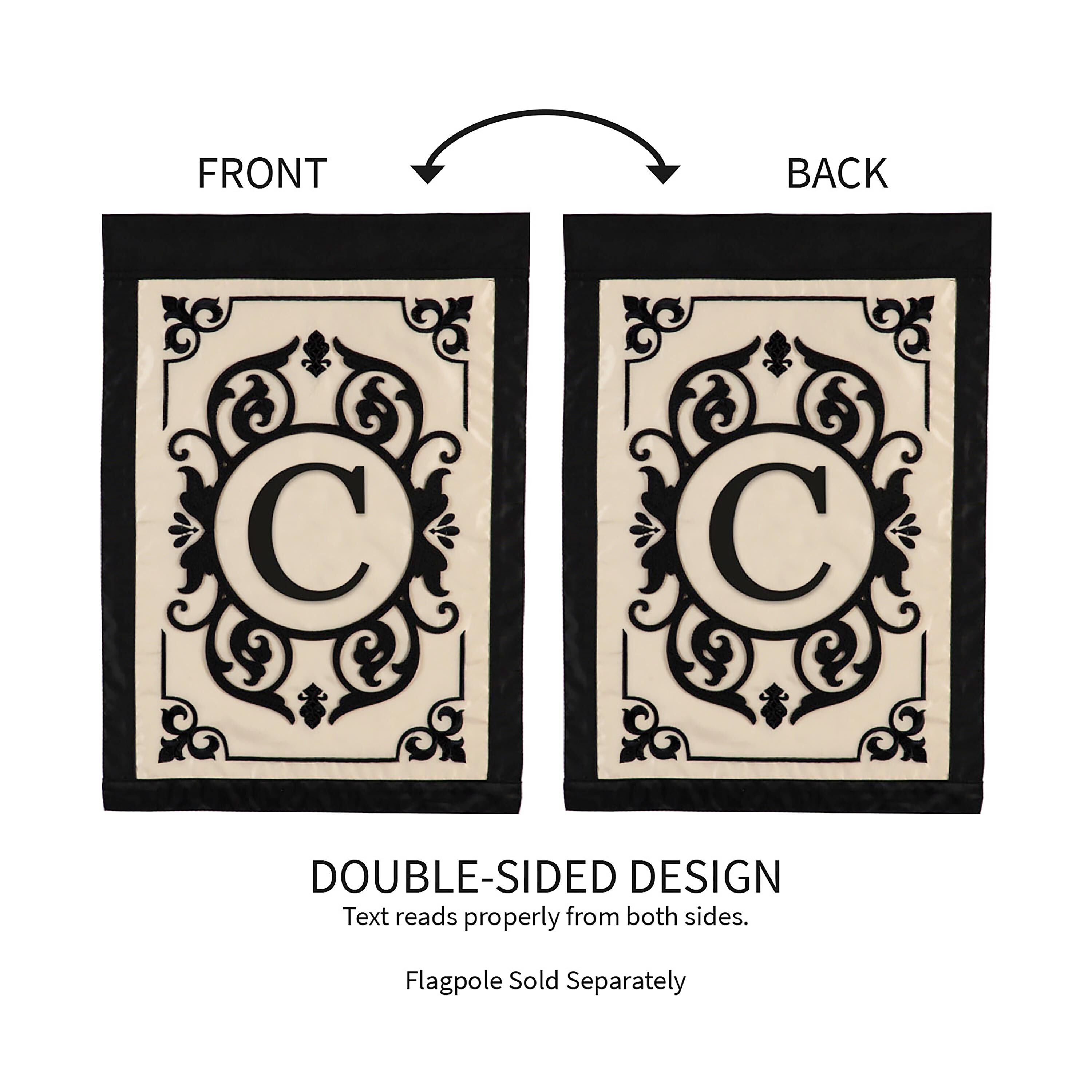 Cambridge Monogram Garden Applique Flag, Letter C