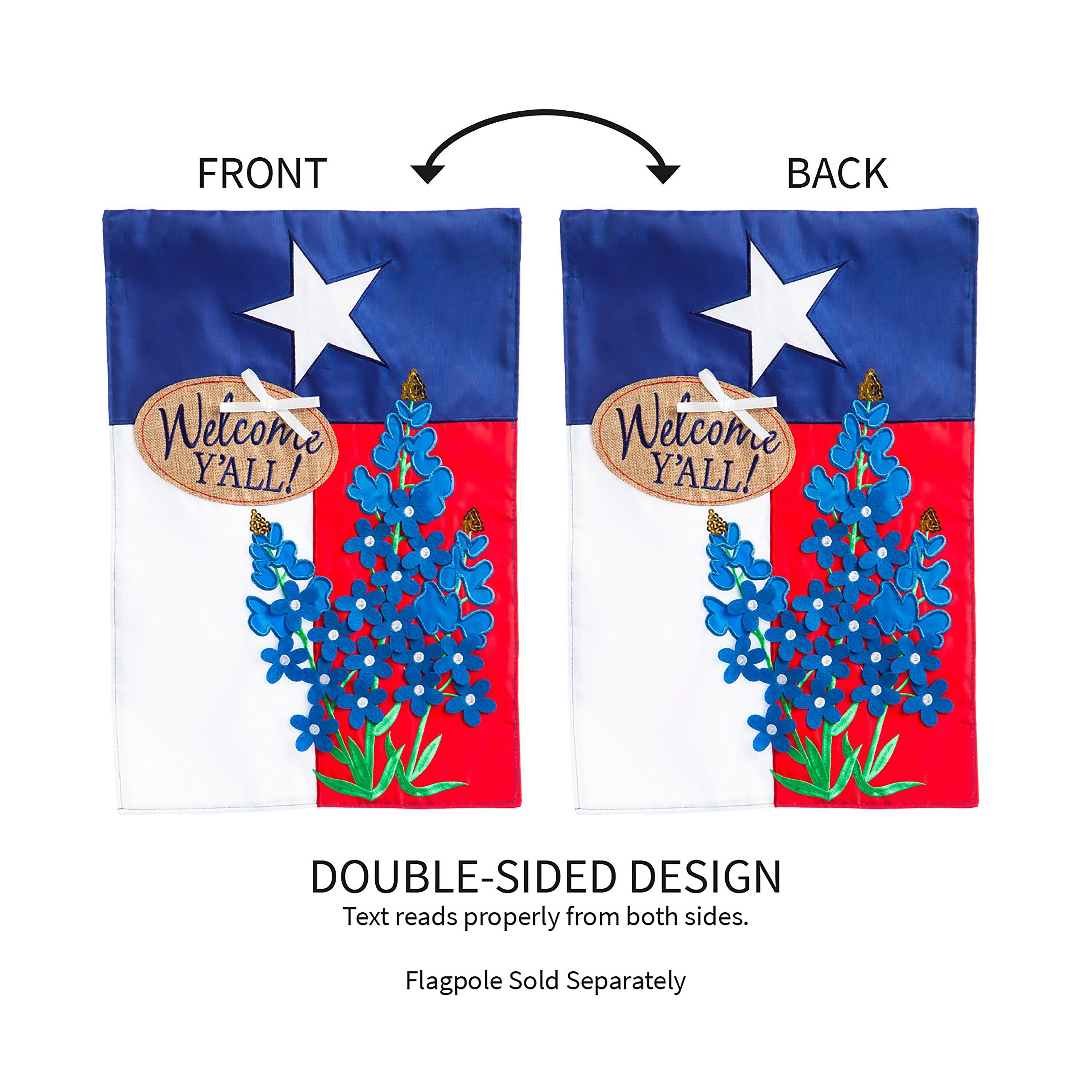 Texas Blue Bonnets Garden Applique Flag