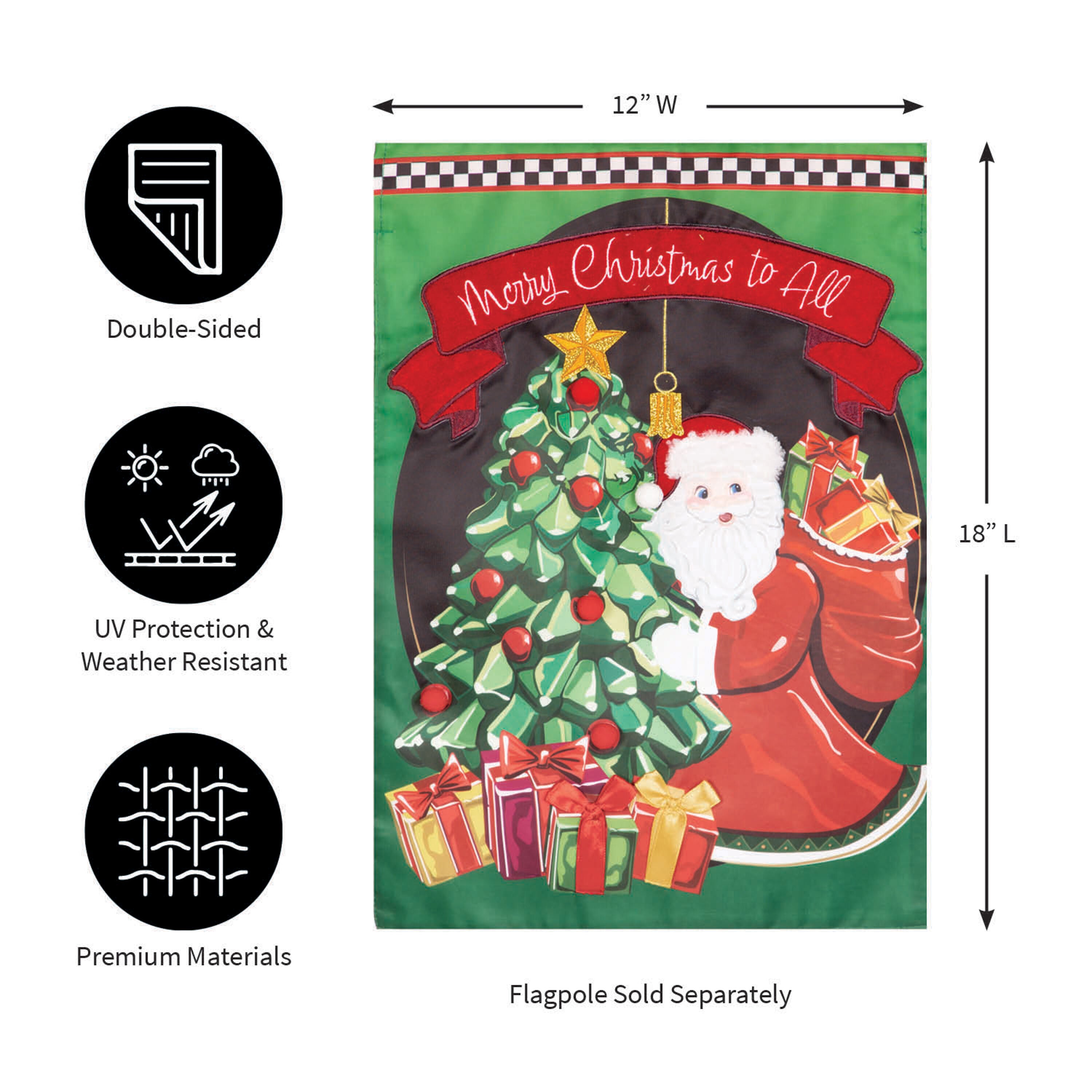 Jingle Bell Square Applique Garden Flag