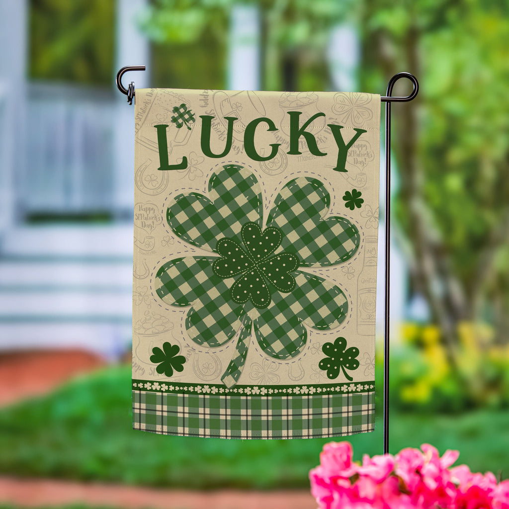 Lucky Clover Suede Garden Flag