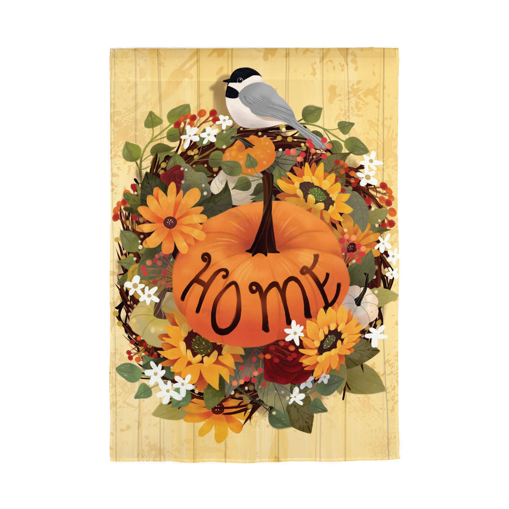 Pumpkin Wreath Moire Garden Flag