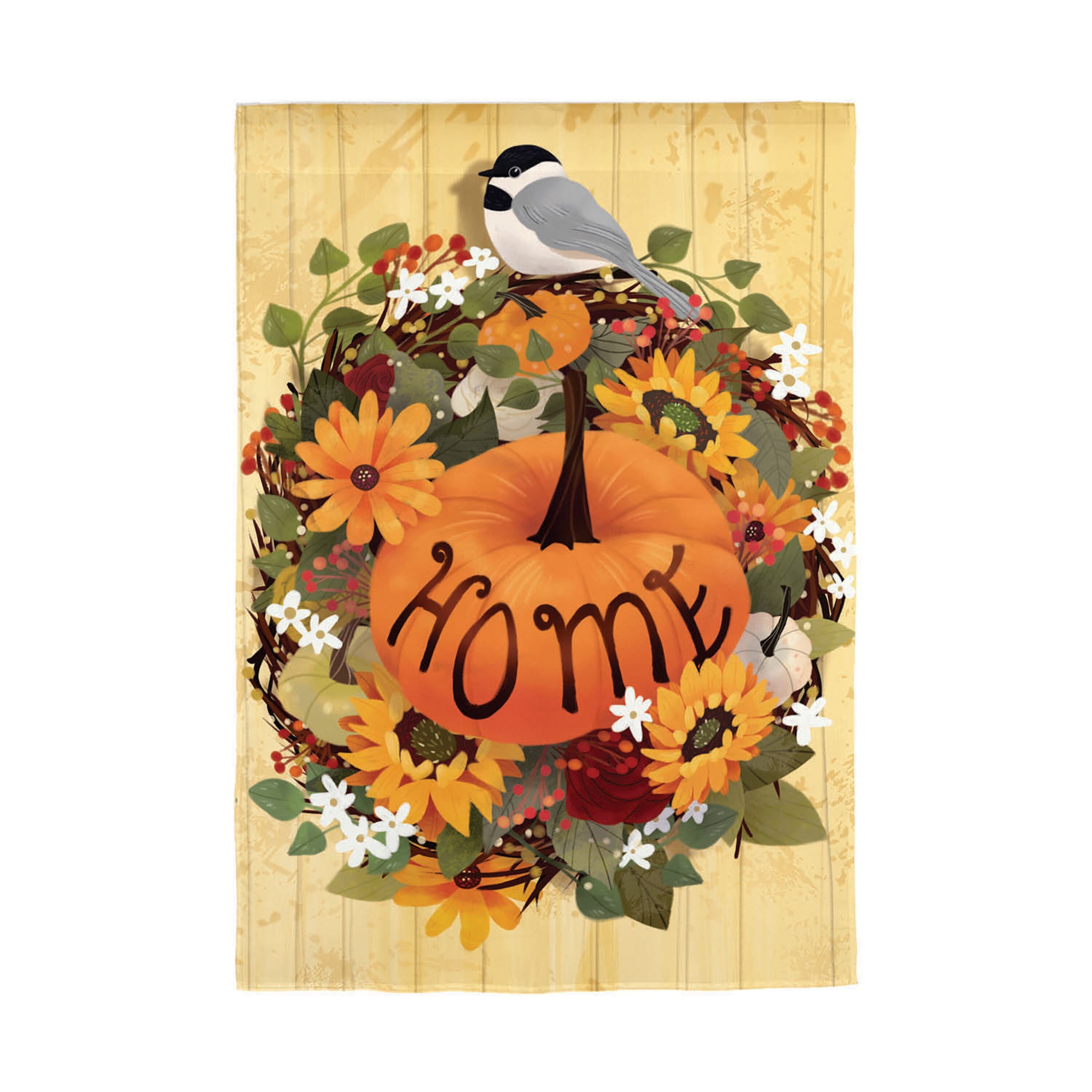 Pumpkin Wreath Moire Garden Flag