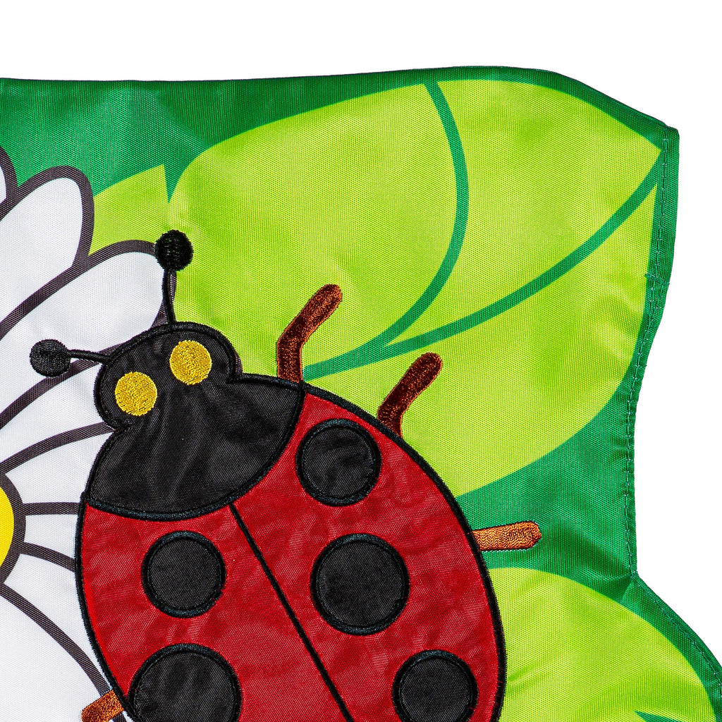 3D Ladybug Applique Garden Flag