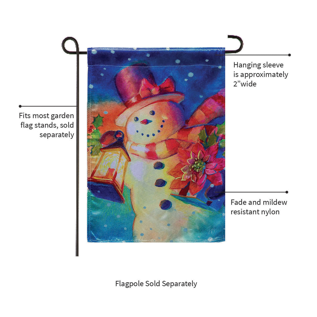 Lantern Snowman Lustre Garden Flag