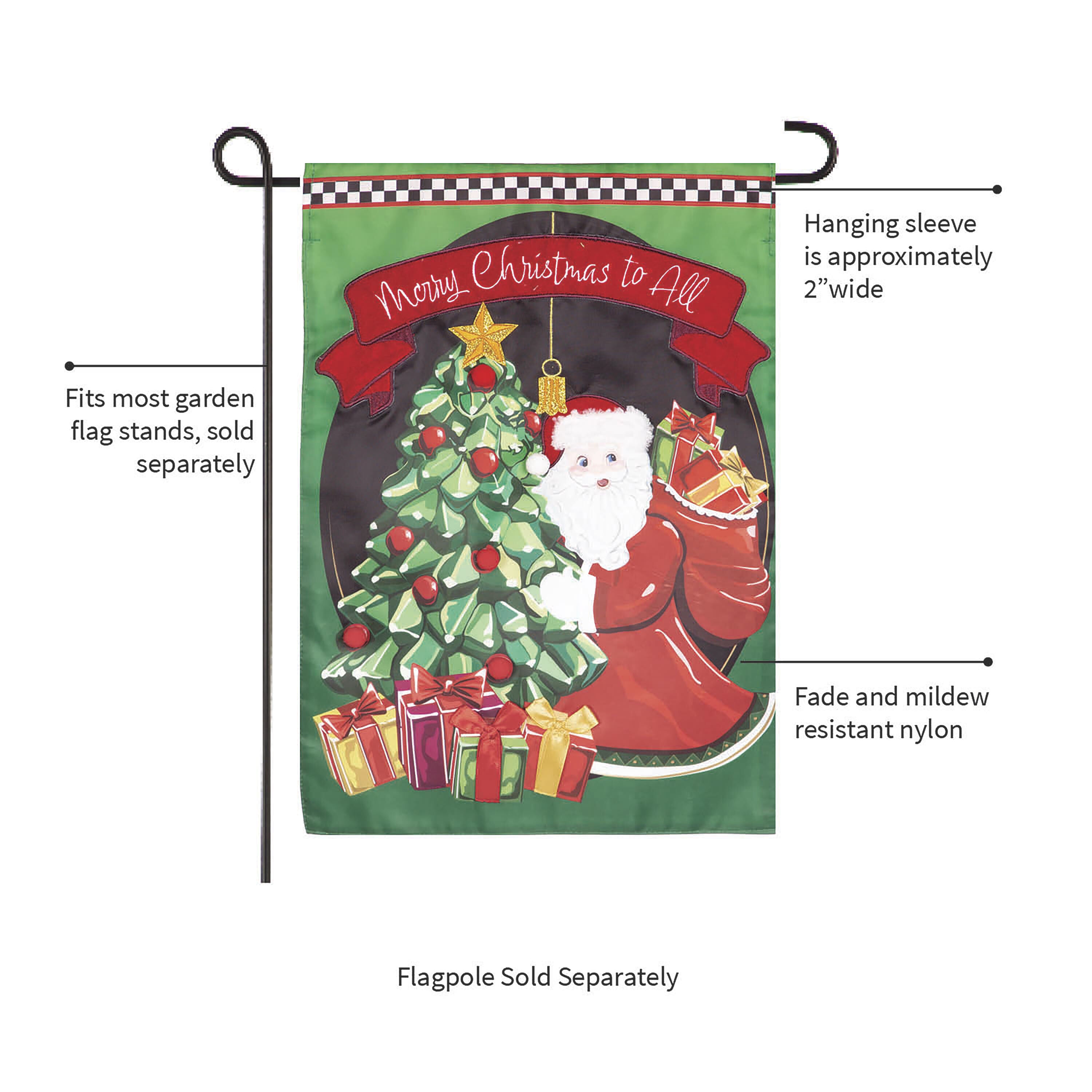 Jingle Bell Square Applique Garden Flag