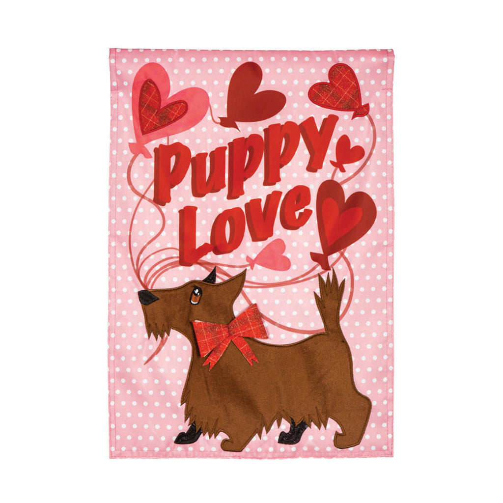 Puppy Love Applique Garden Flag