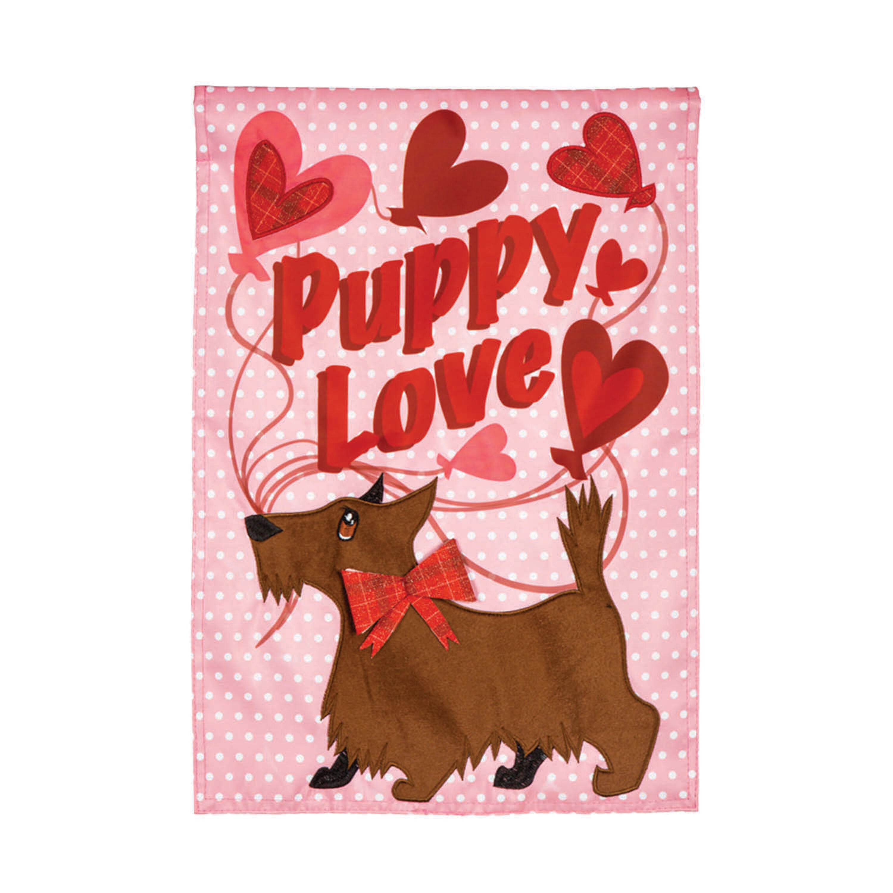 Puppy Love Applique Garden Flag