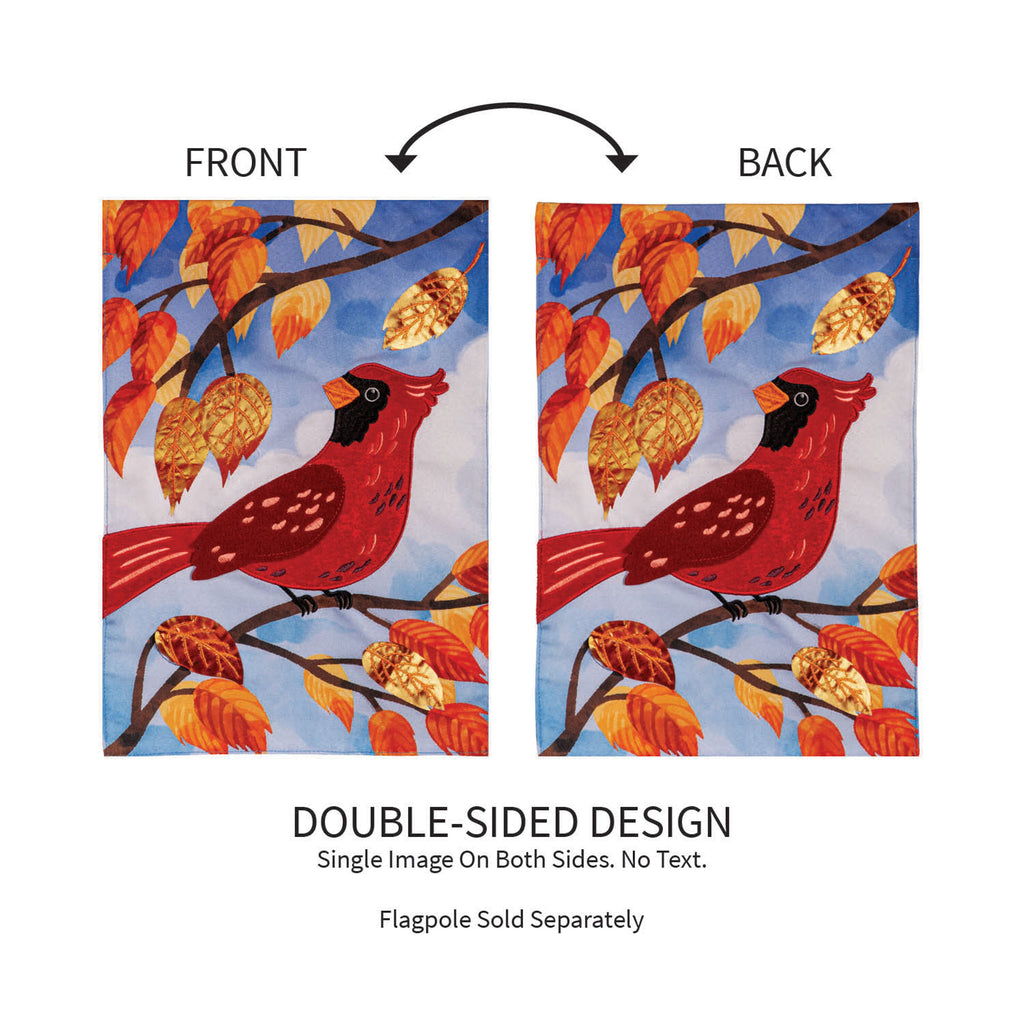 Cardinal in Fall Tree Applique Garden Flag