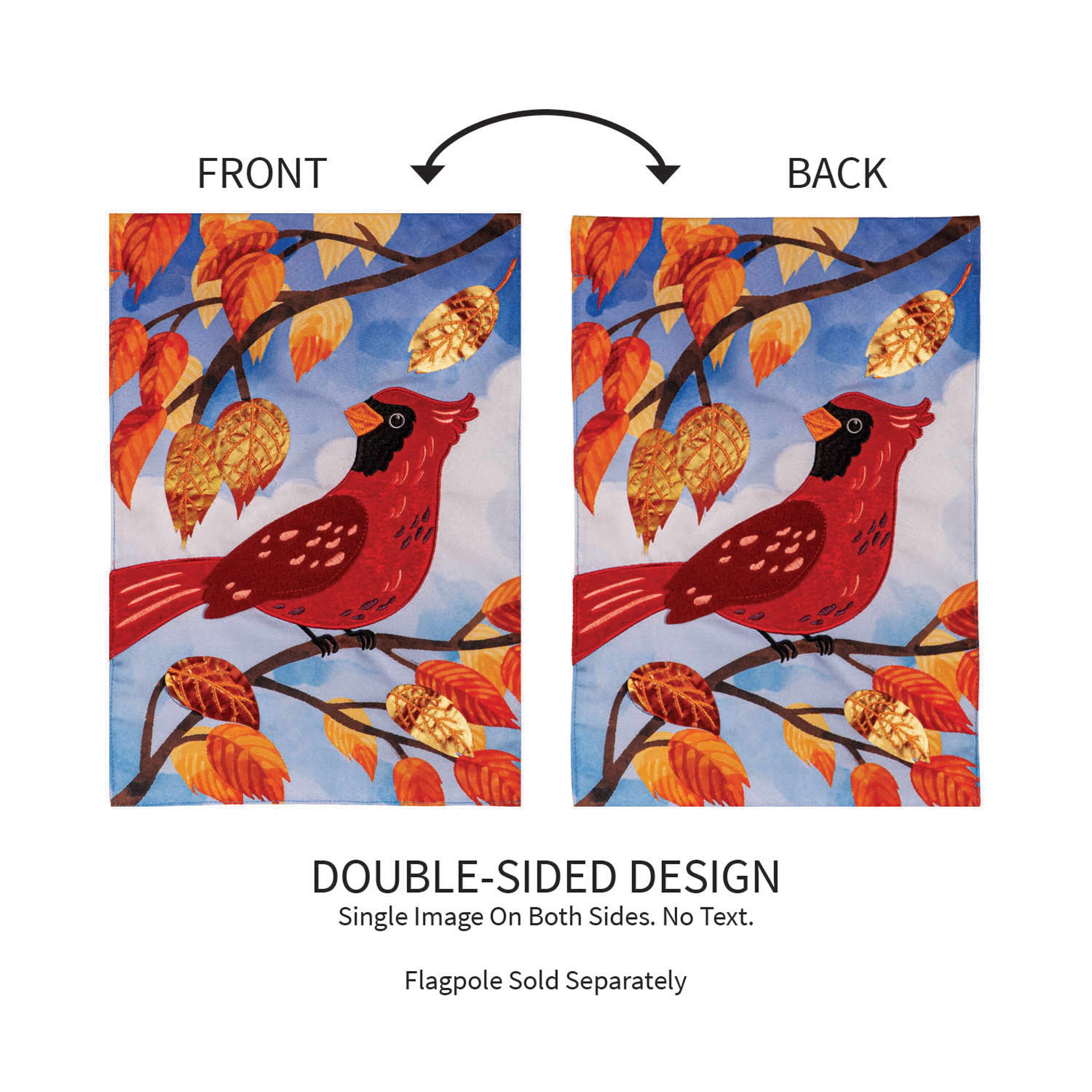 Cardinal in Fall Tree Applique Garden Flag