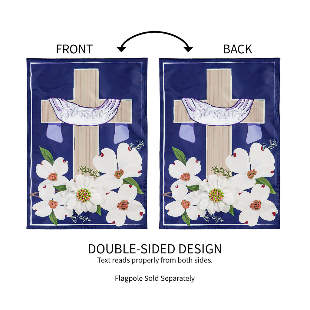 Dogwood Blessings Garden Applique Flag