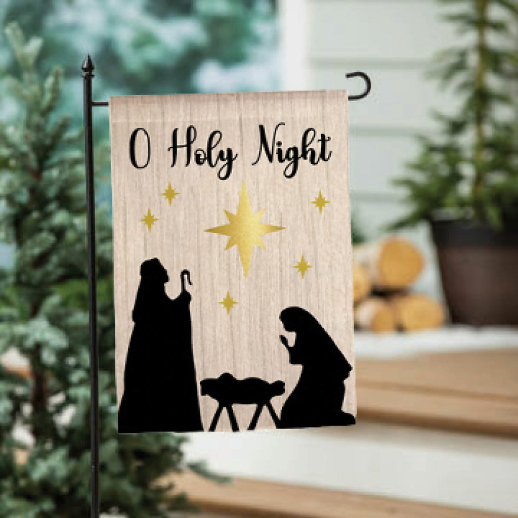 Nativity Silhouette Burlap Garden Flag