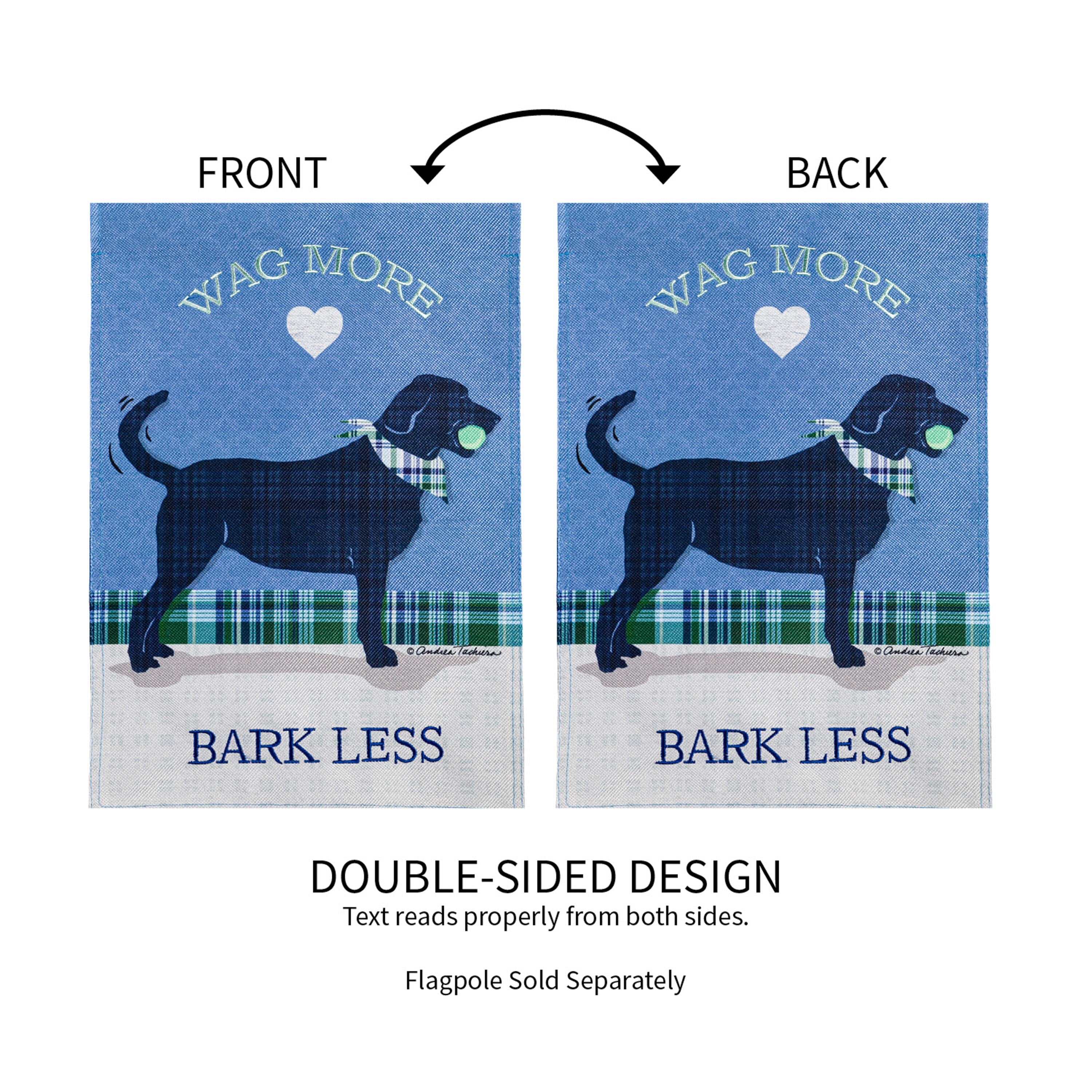 Wag More, Bark Less Garden Burlap Flag