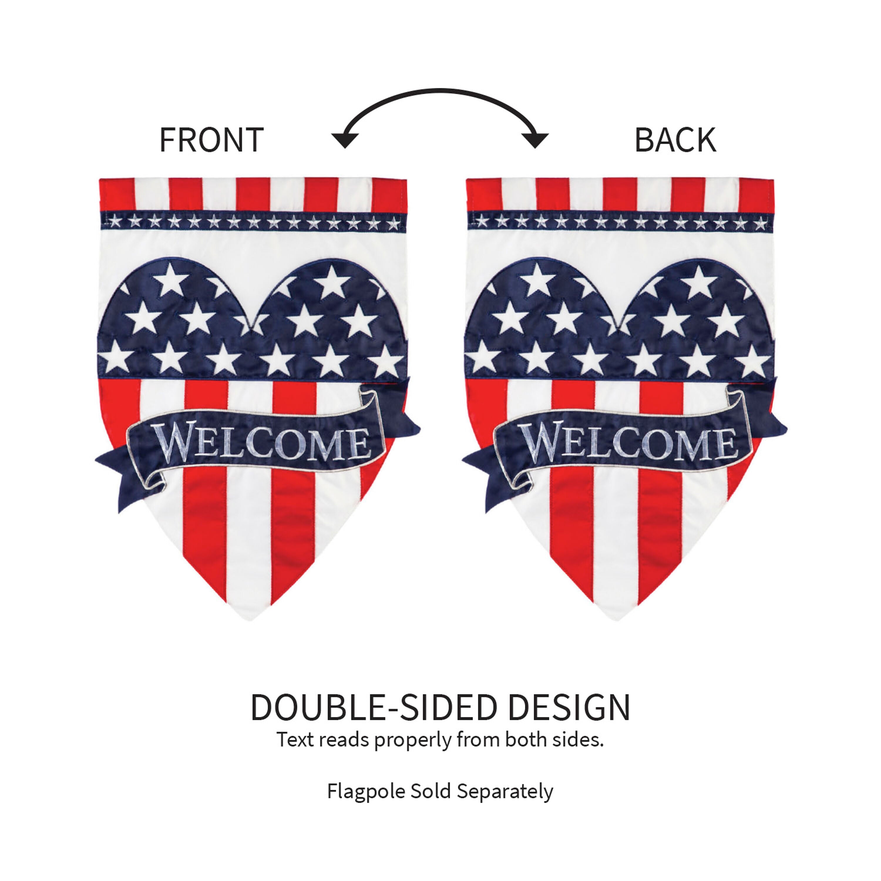 Patriotic Heart Garden Applique Flag