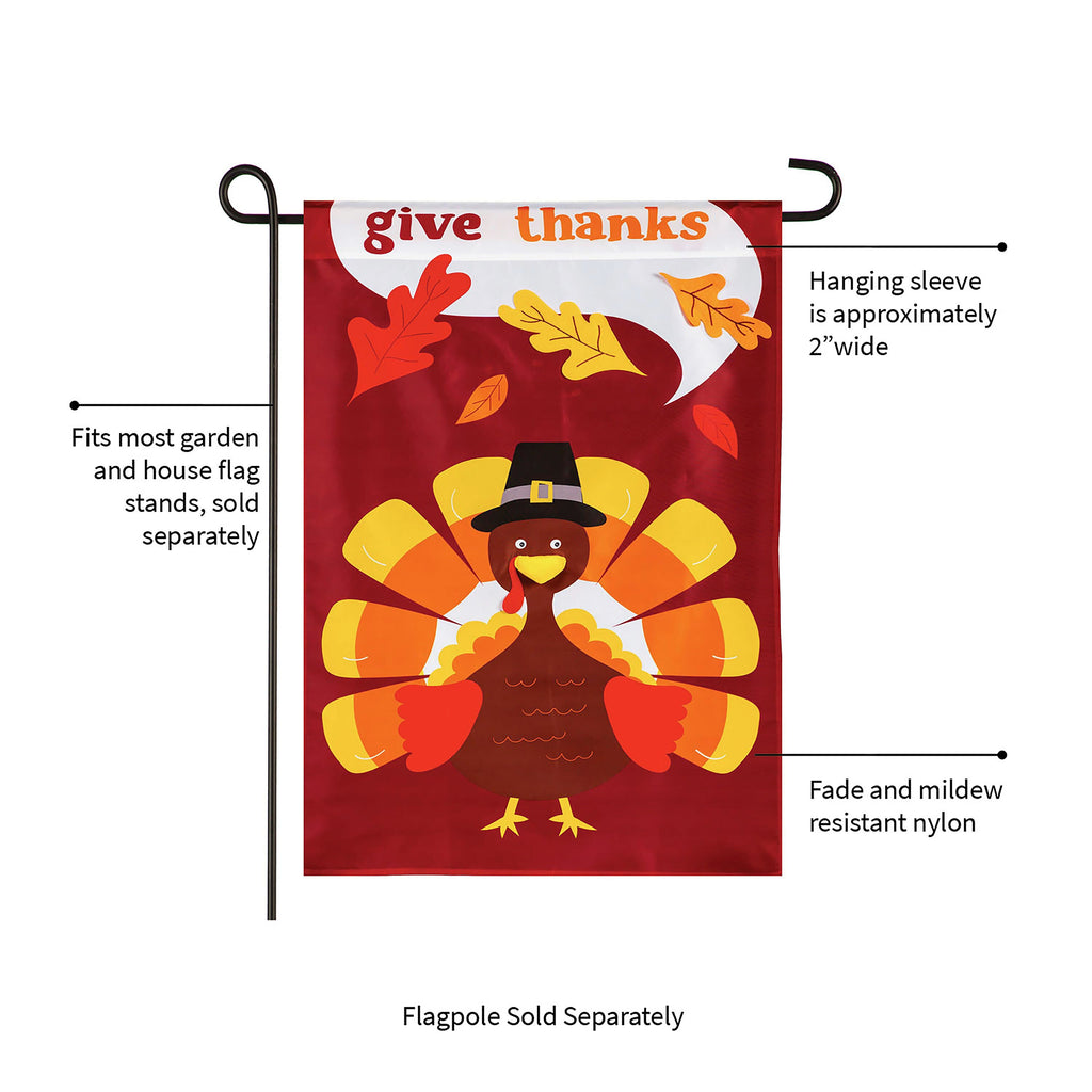Candy Corn Turkey Garden Applique Flag