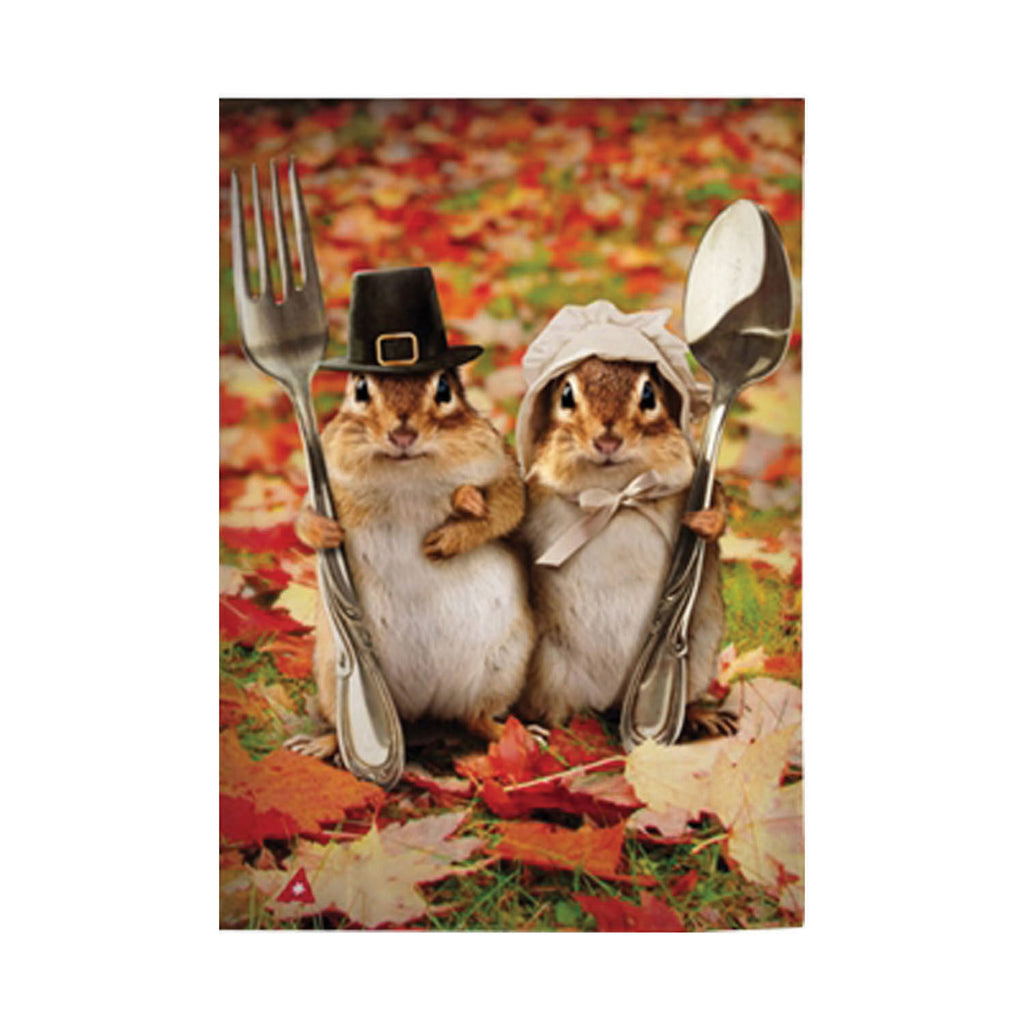 Thanksgiving Gothic Chipmunks Garden Satin Flag