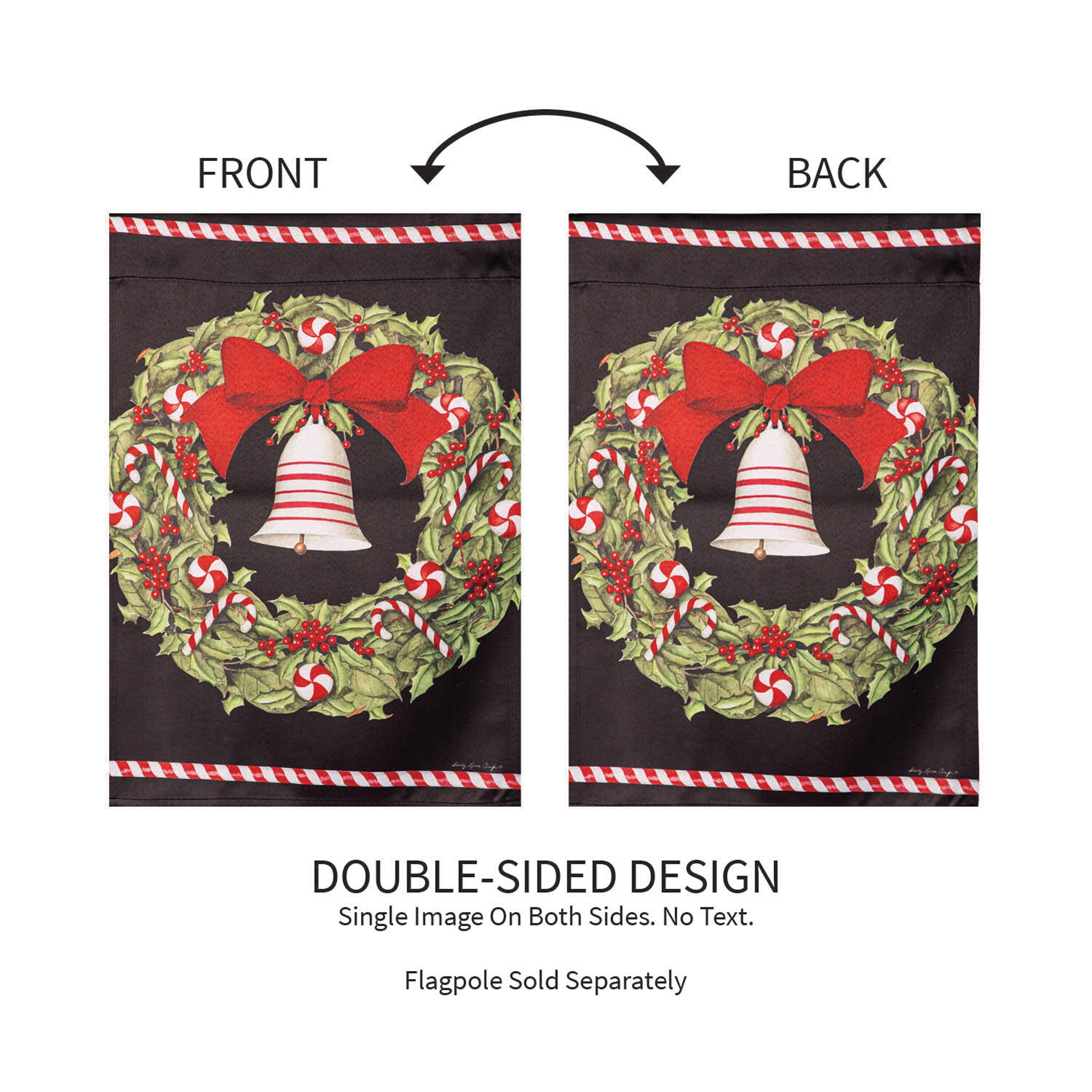 Christmas Bell and Wreath Suede Garden Flag