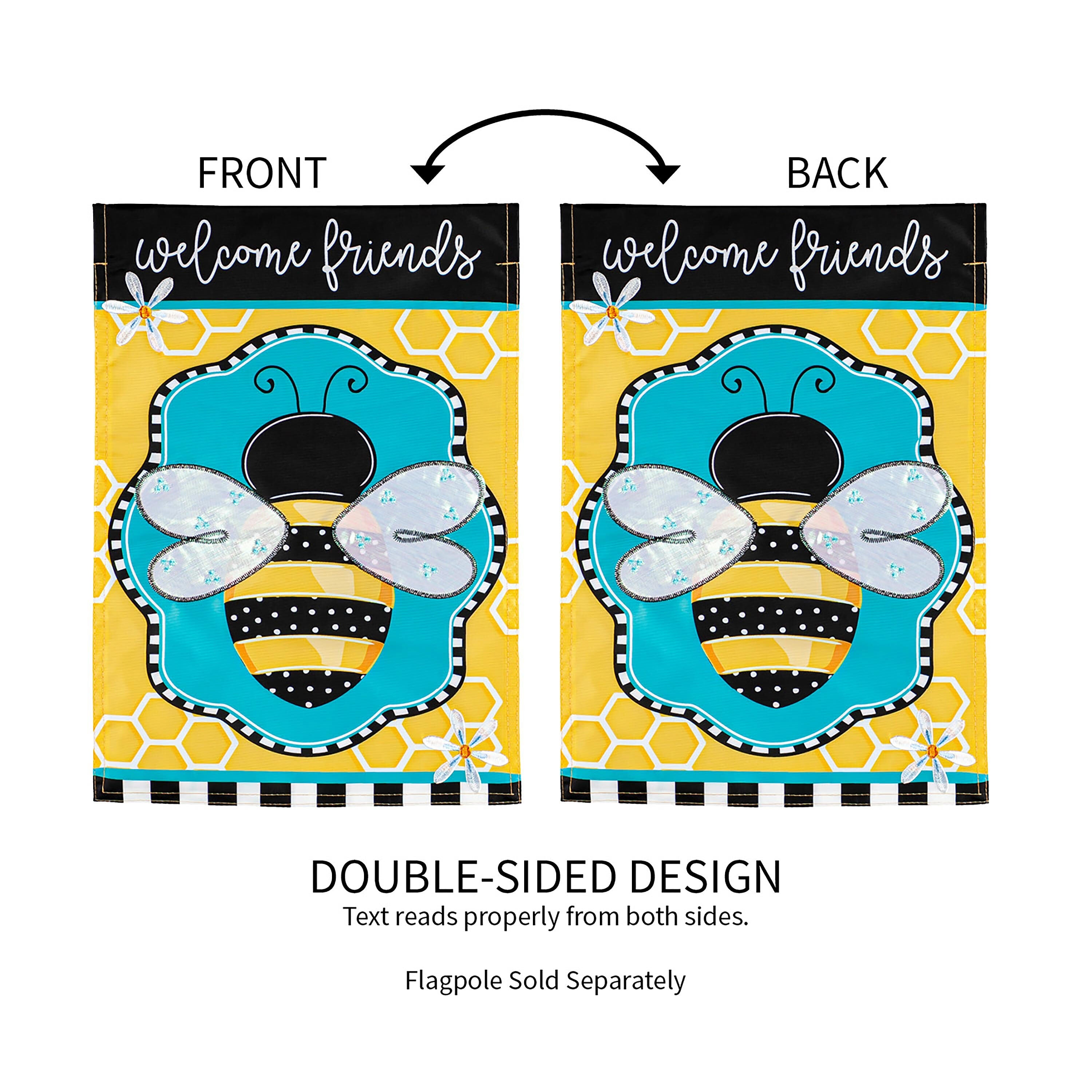 Buzzing Bee Welcome Garden Applique Flag