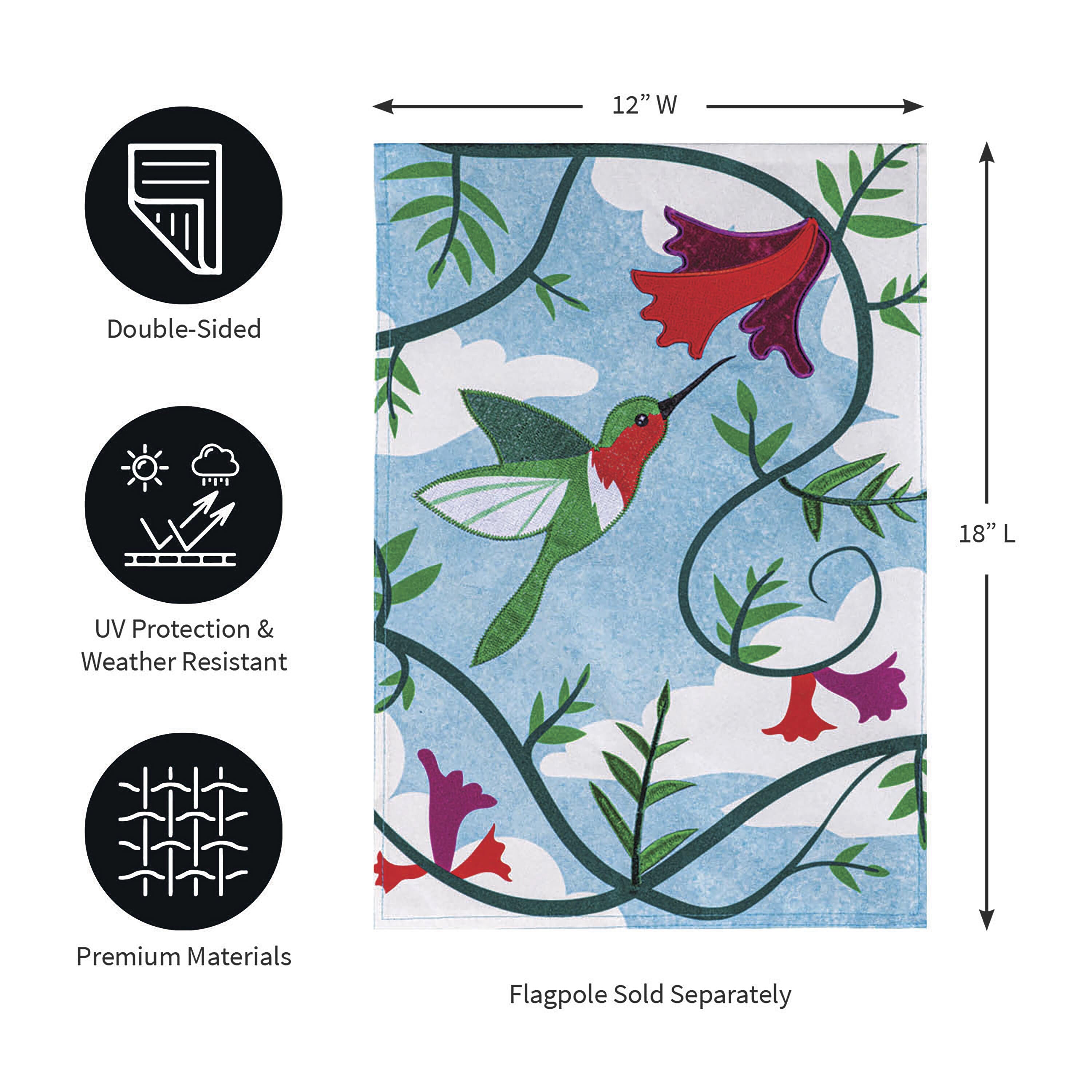 Hummingbird Applique Garden Flag