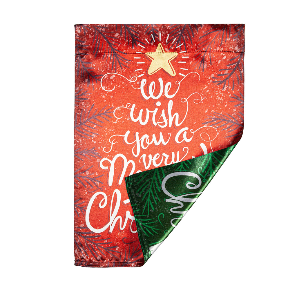We Wish You a Merry Christmas Reversible Lustre Garden Flag