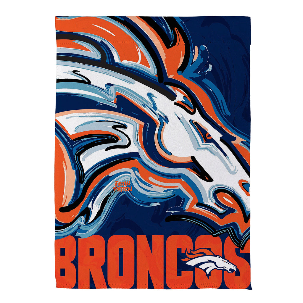 Denver Broncos Justin Patten Logo Suede Garden Flag