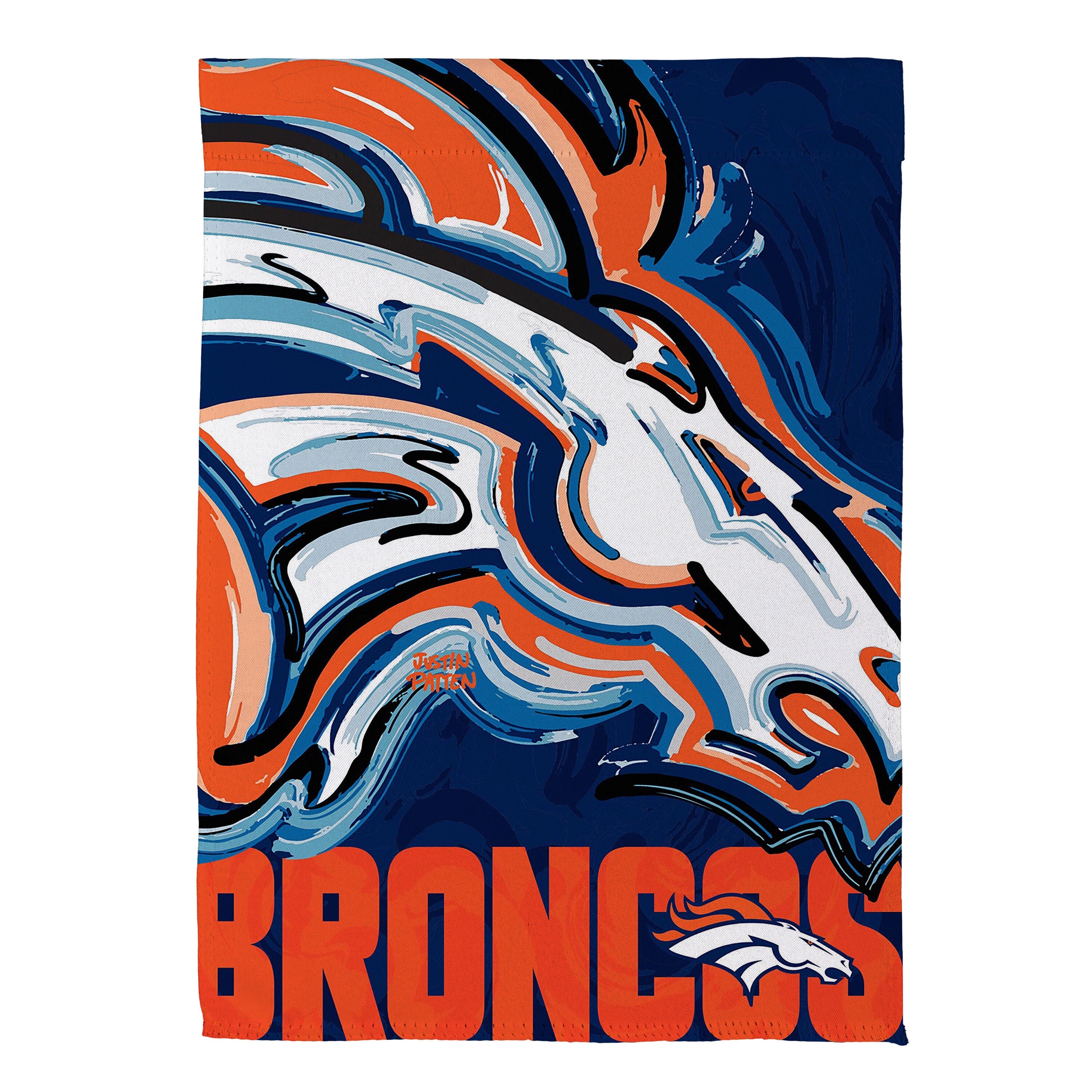 Denver Broncos Justin Patten Logo Suede Garden Flag