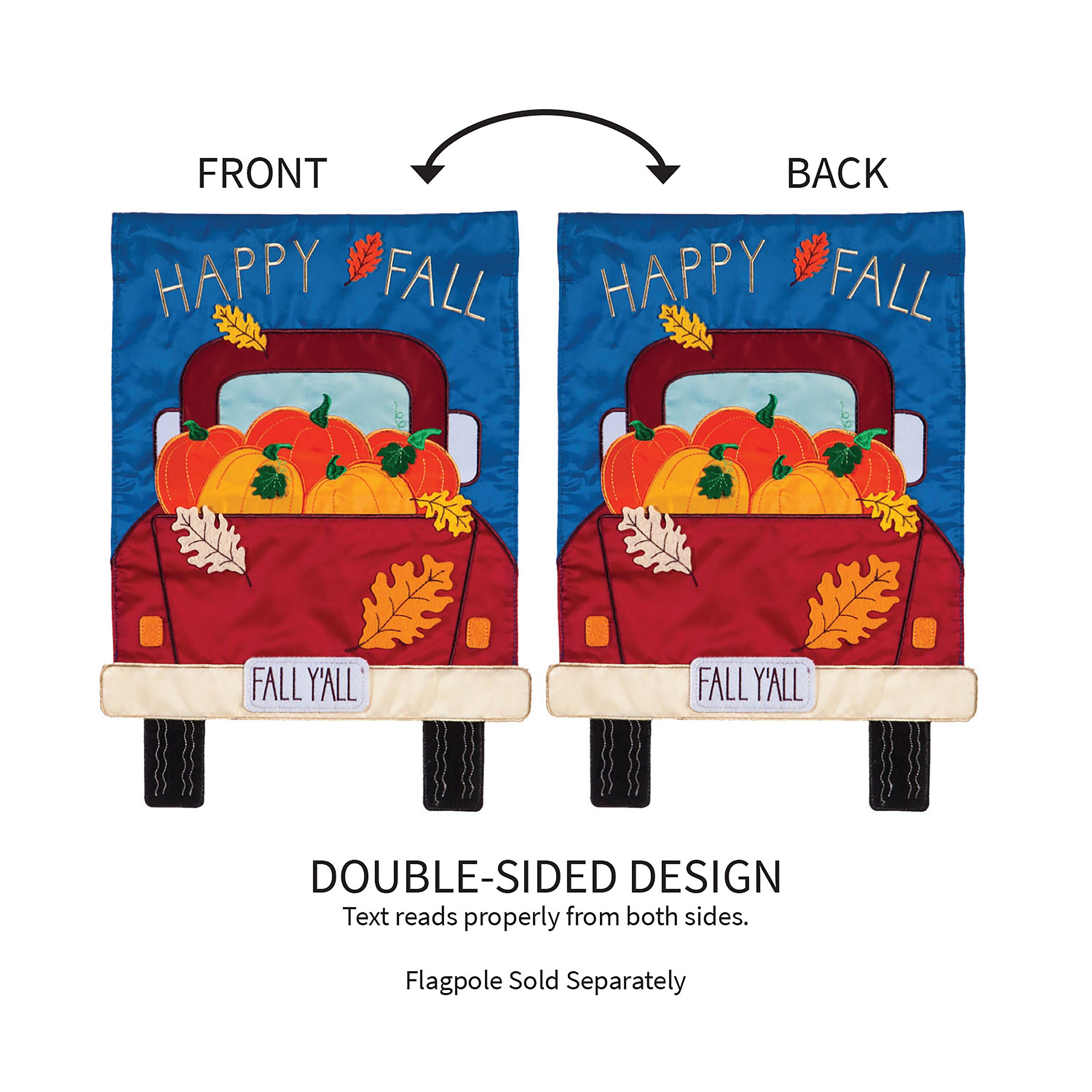 Happy Fall Pickup Truck Garden Applique Flag