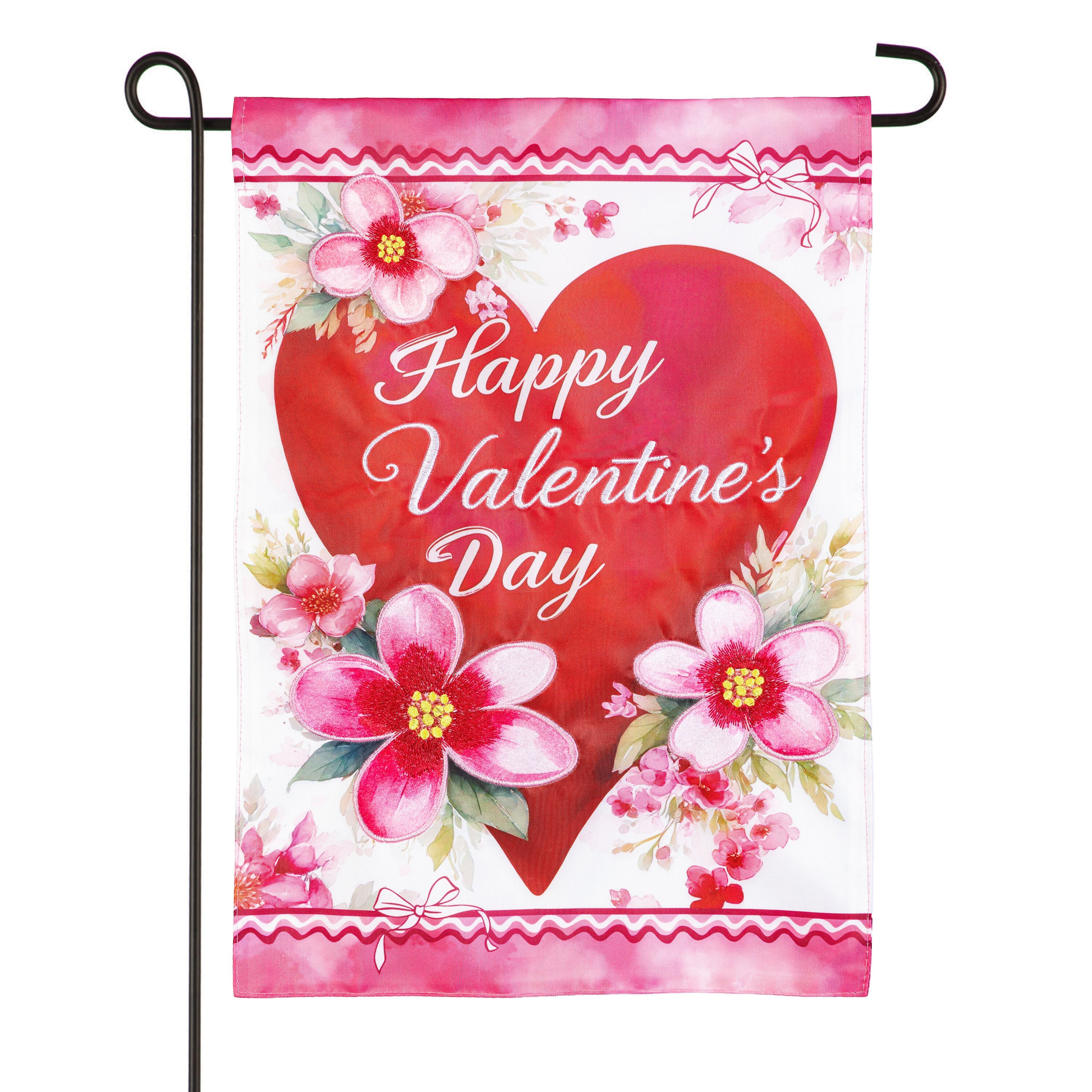 Happy Valentine’s Day Heart Applique Garden Flag