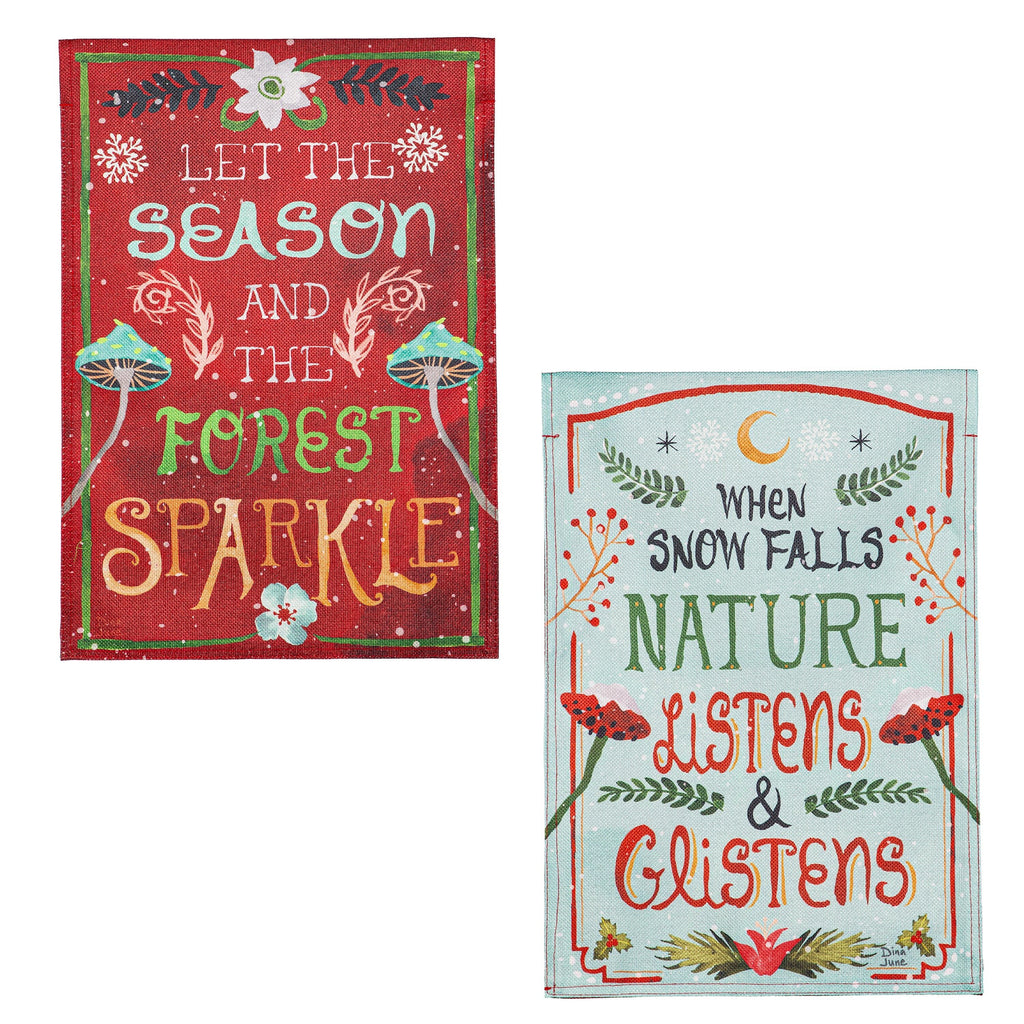 Santa's Forest of Wonder Reversible Burlap Garden Flag