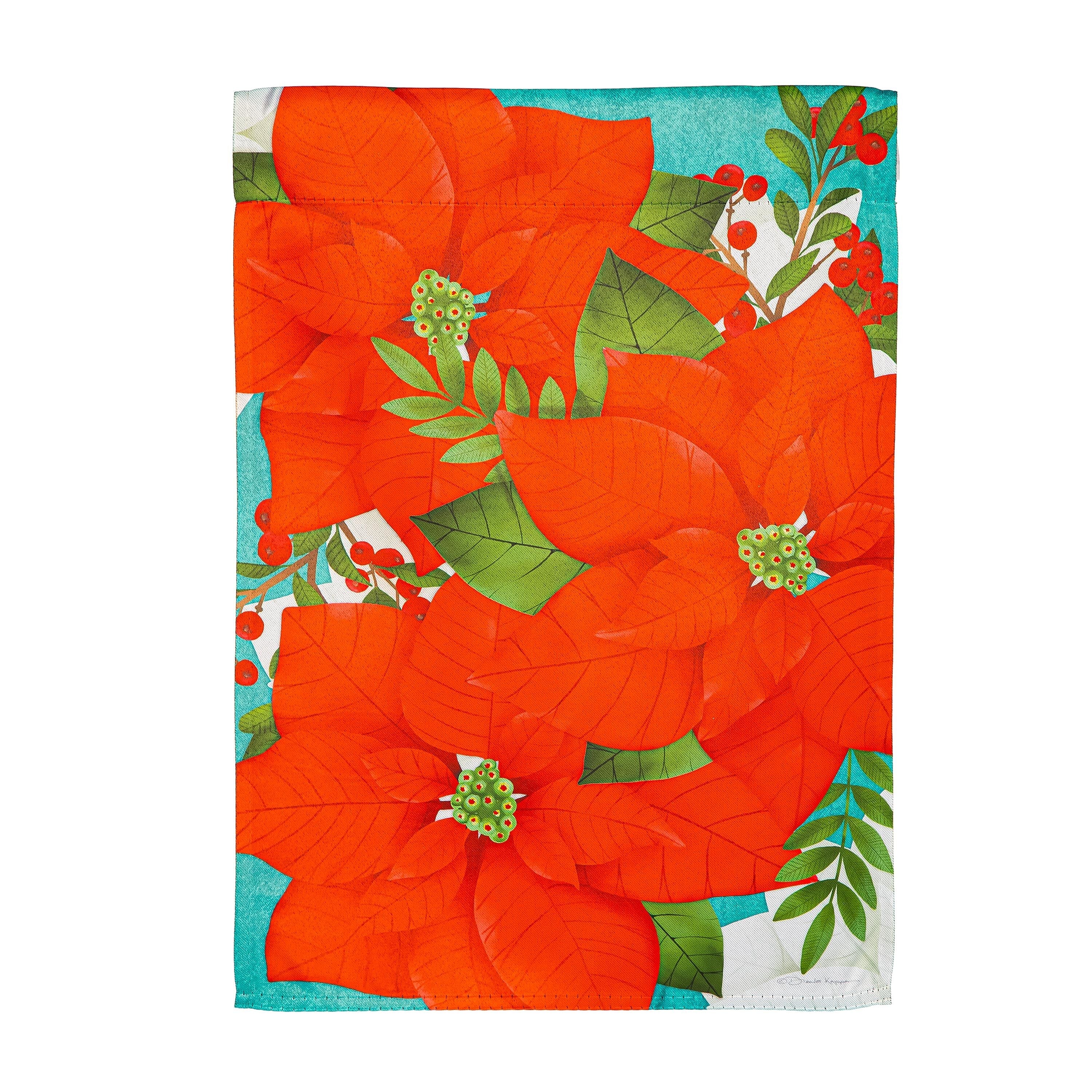 Poinsettia Suede Garden Flag