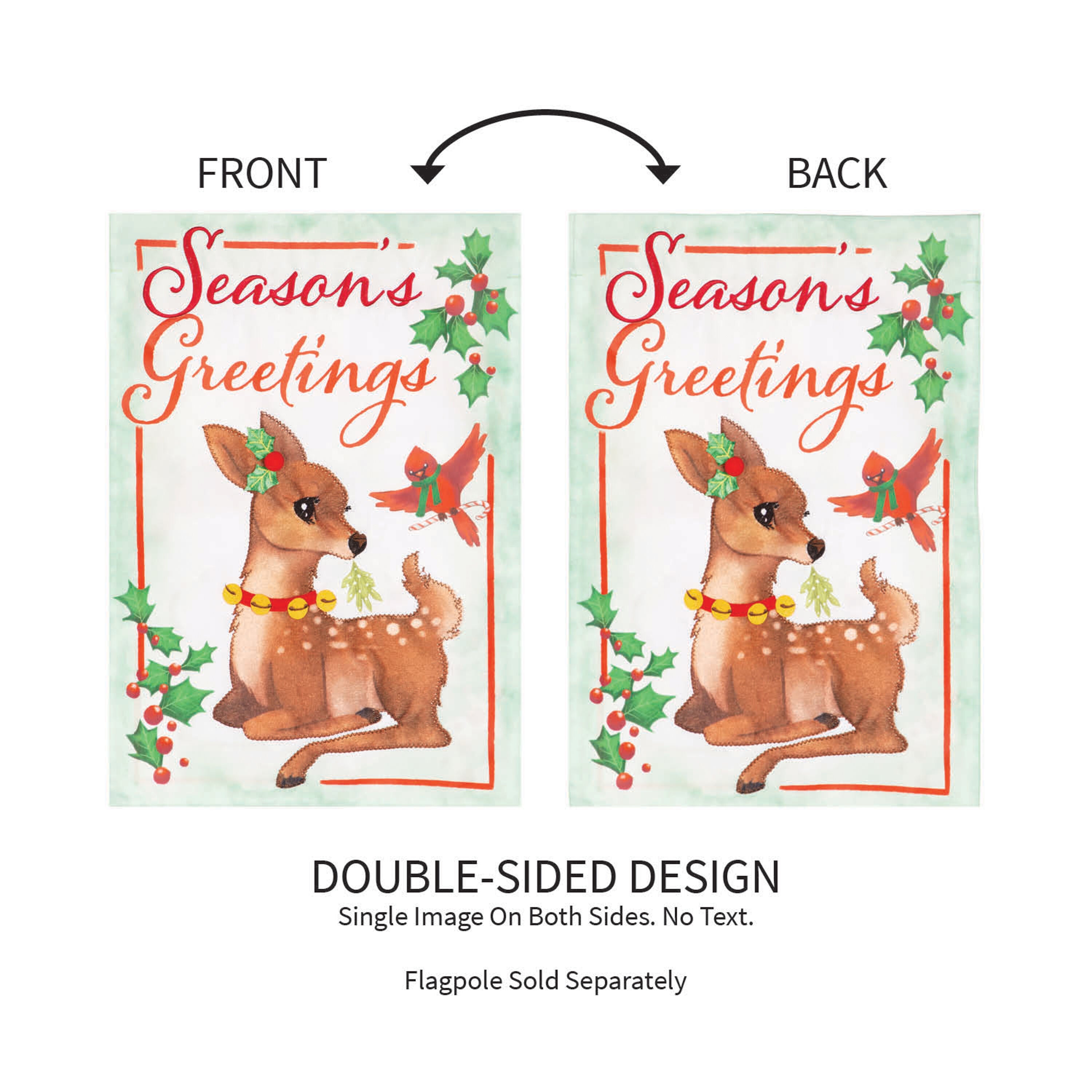 Seasons Greetings Applique Garden Flag