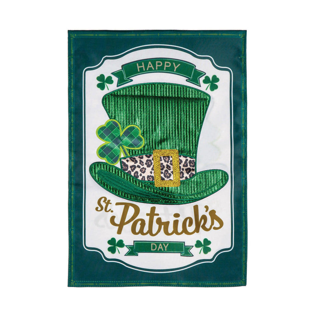St. Patrick's Day Top Hat Applique Garden Flag