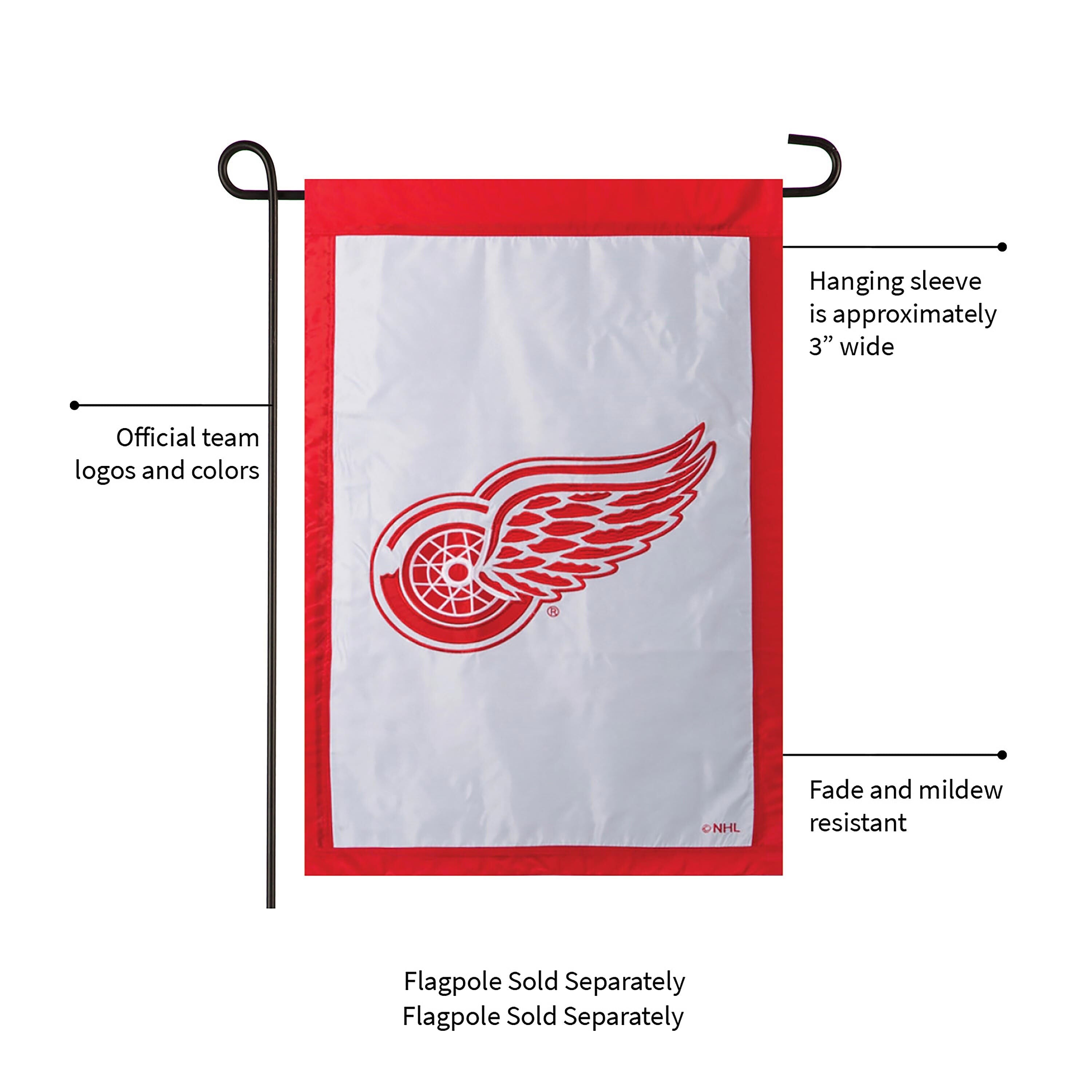 Detroit Red Wings Applique House Flag
