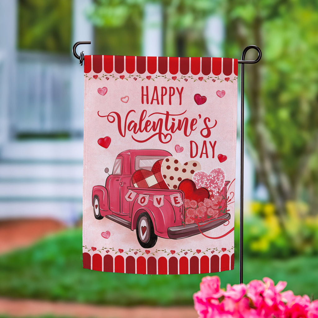 Truck Full Of Love Suede Garden Flag