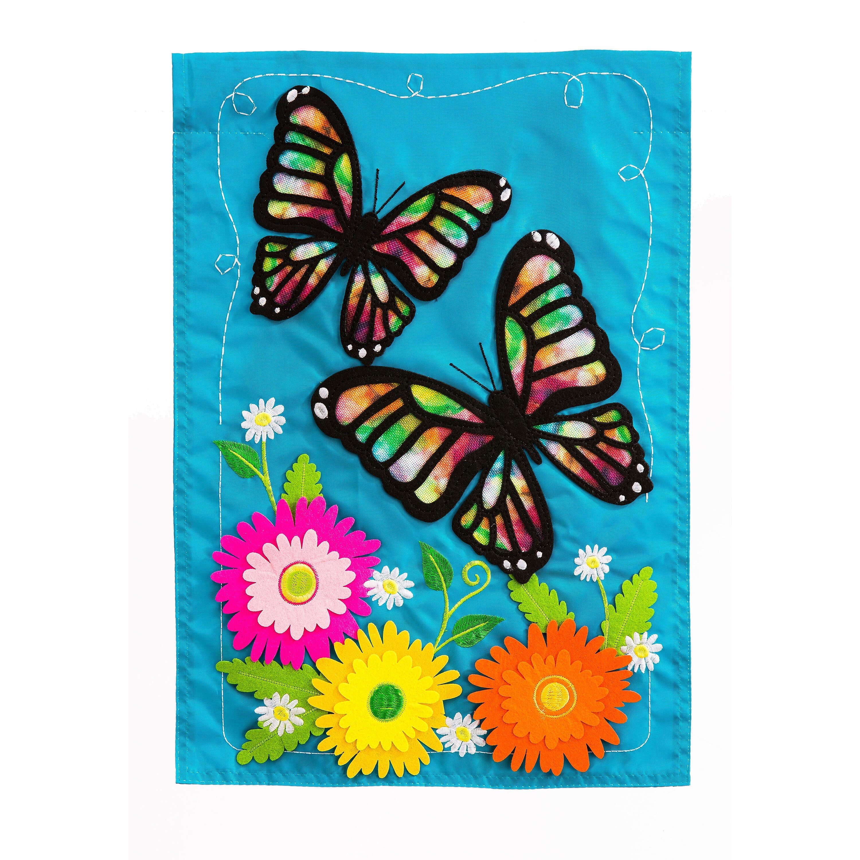 Butterfly Beauty Garden Applique Flag