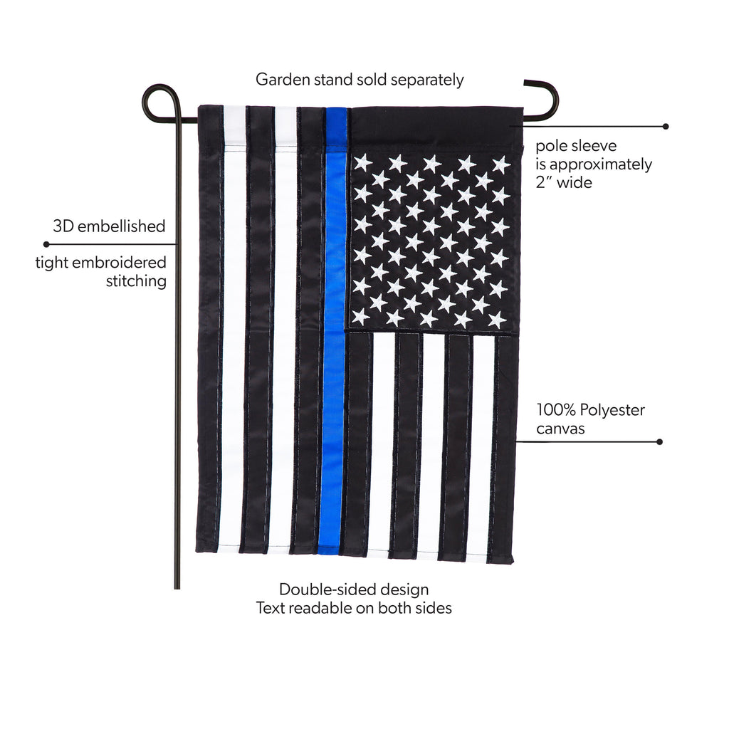 Thin Blue Line Garden Applique Flag