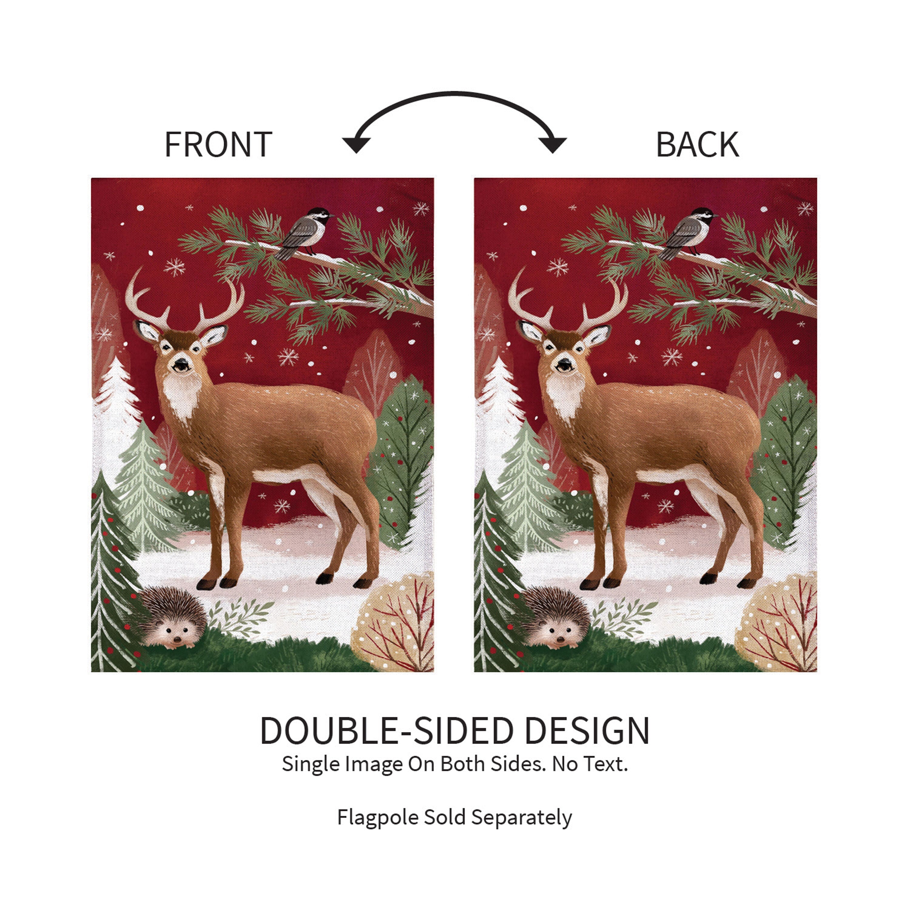 Woodland Storybook Reindeer Burlap Garden Flag