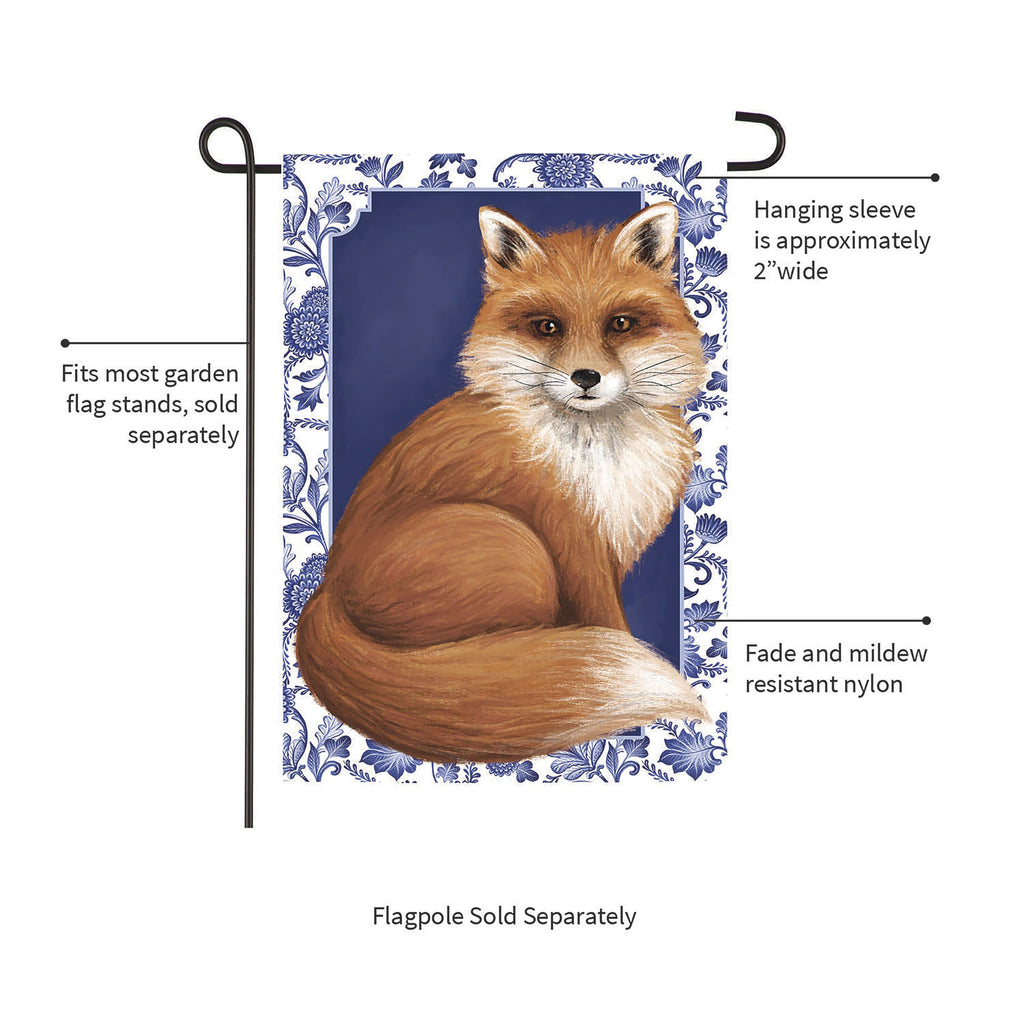Orange Fox Applique Garden Flag