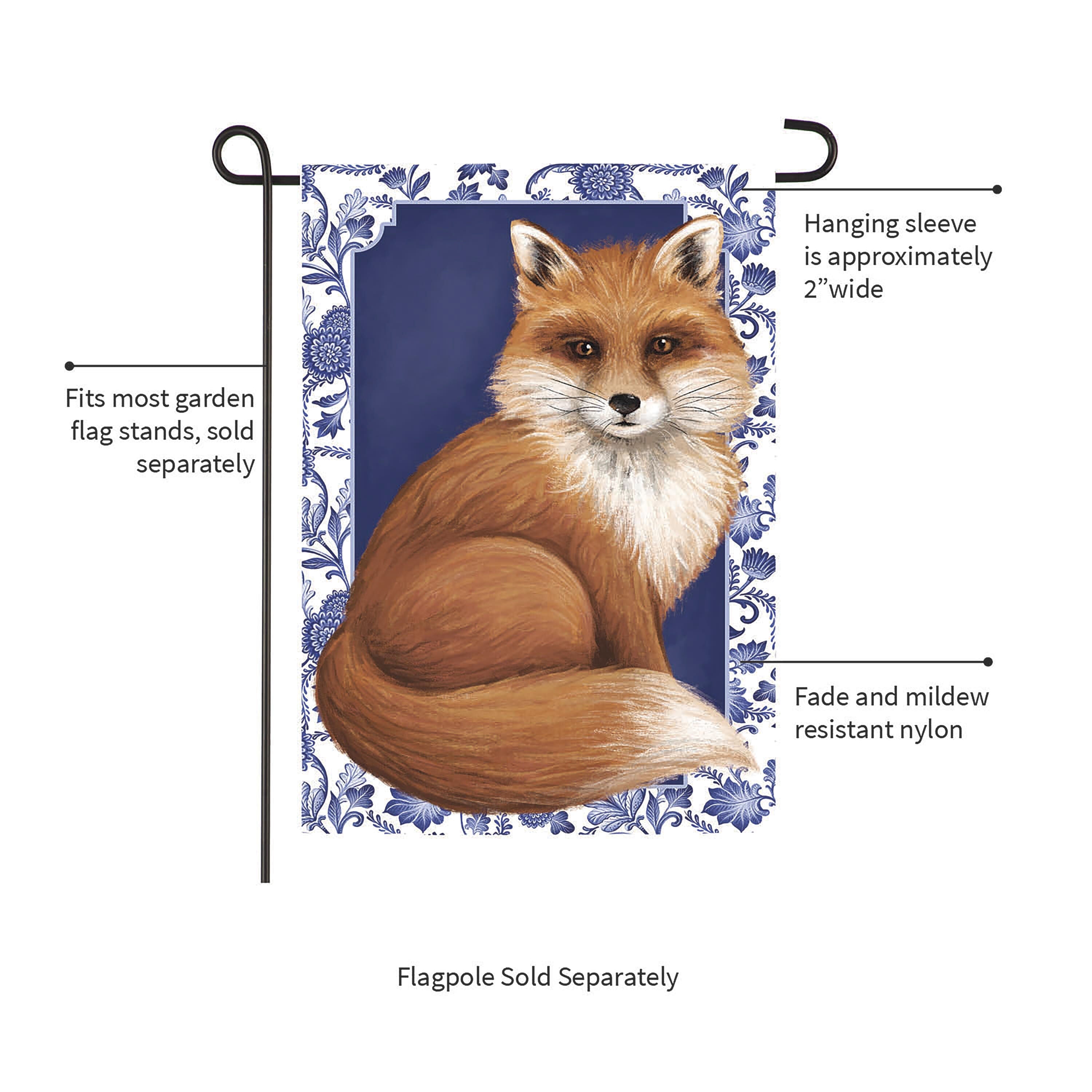 Orange Fox Applique Garden Flag